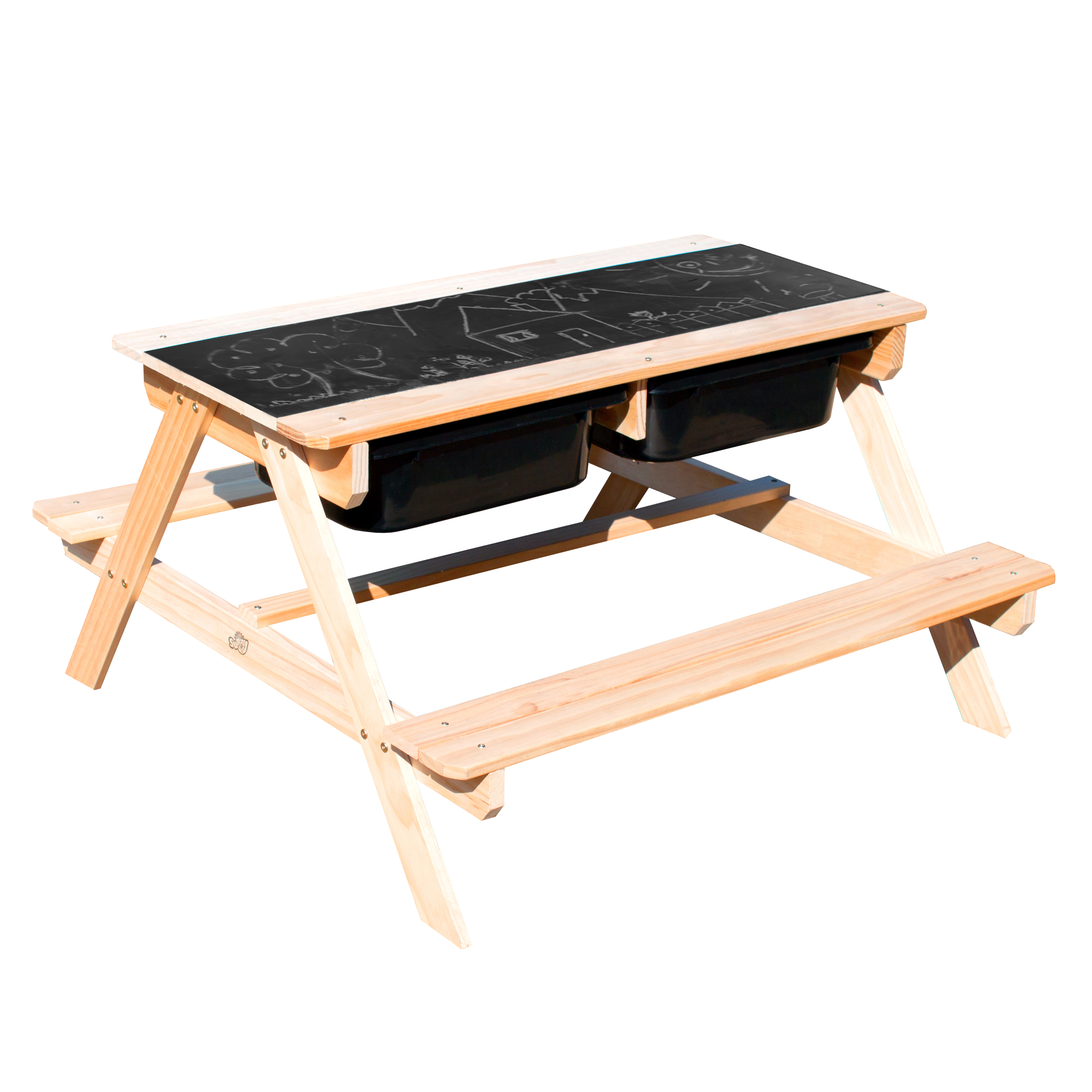 Dual Top 2.0 Sand & Water Picnic Table with Black Bins - Lim