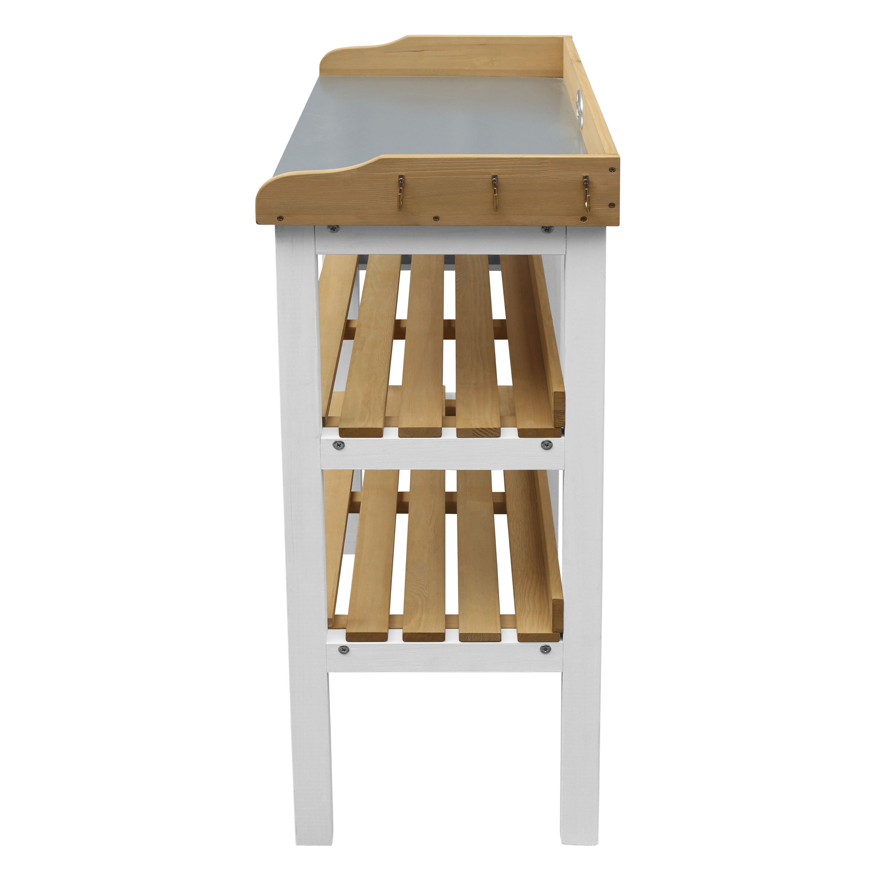 Oppottafel met opbergplanken Bruin/wit Oppottafel met opbergplanken Bruin/wit