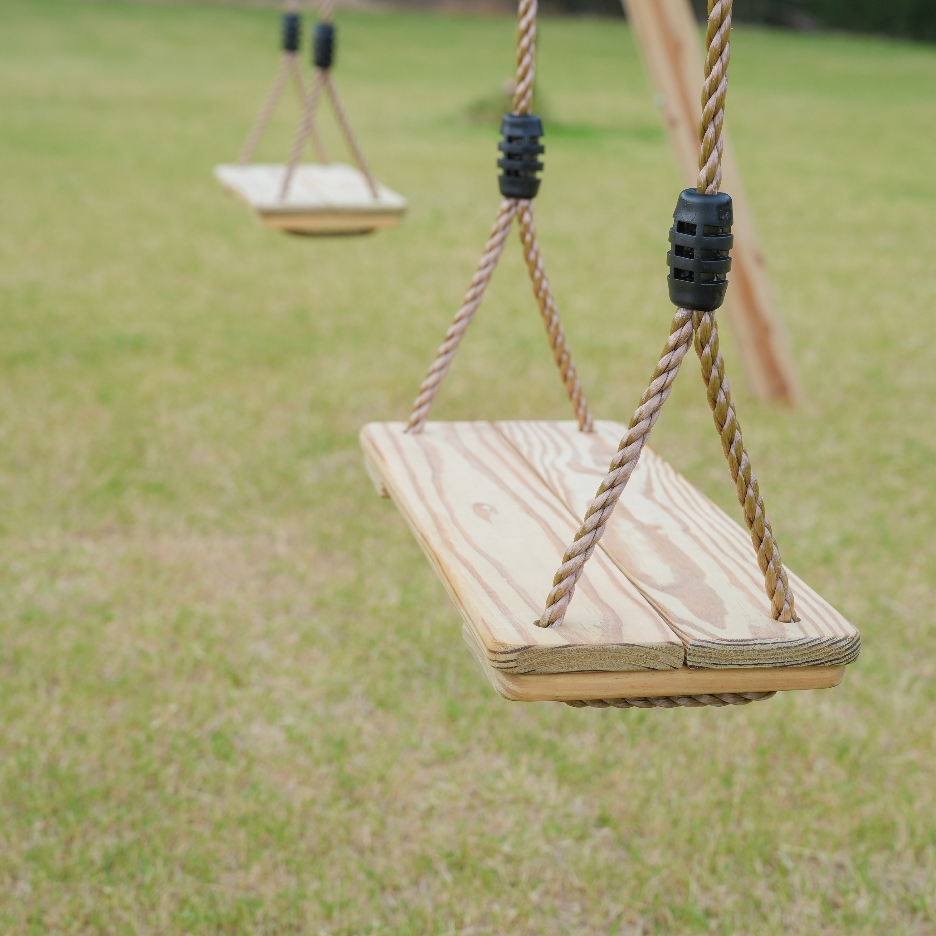 Maya Double wooden Swing with Trapeze Brown