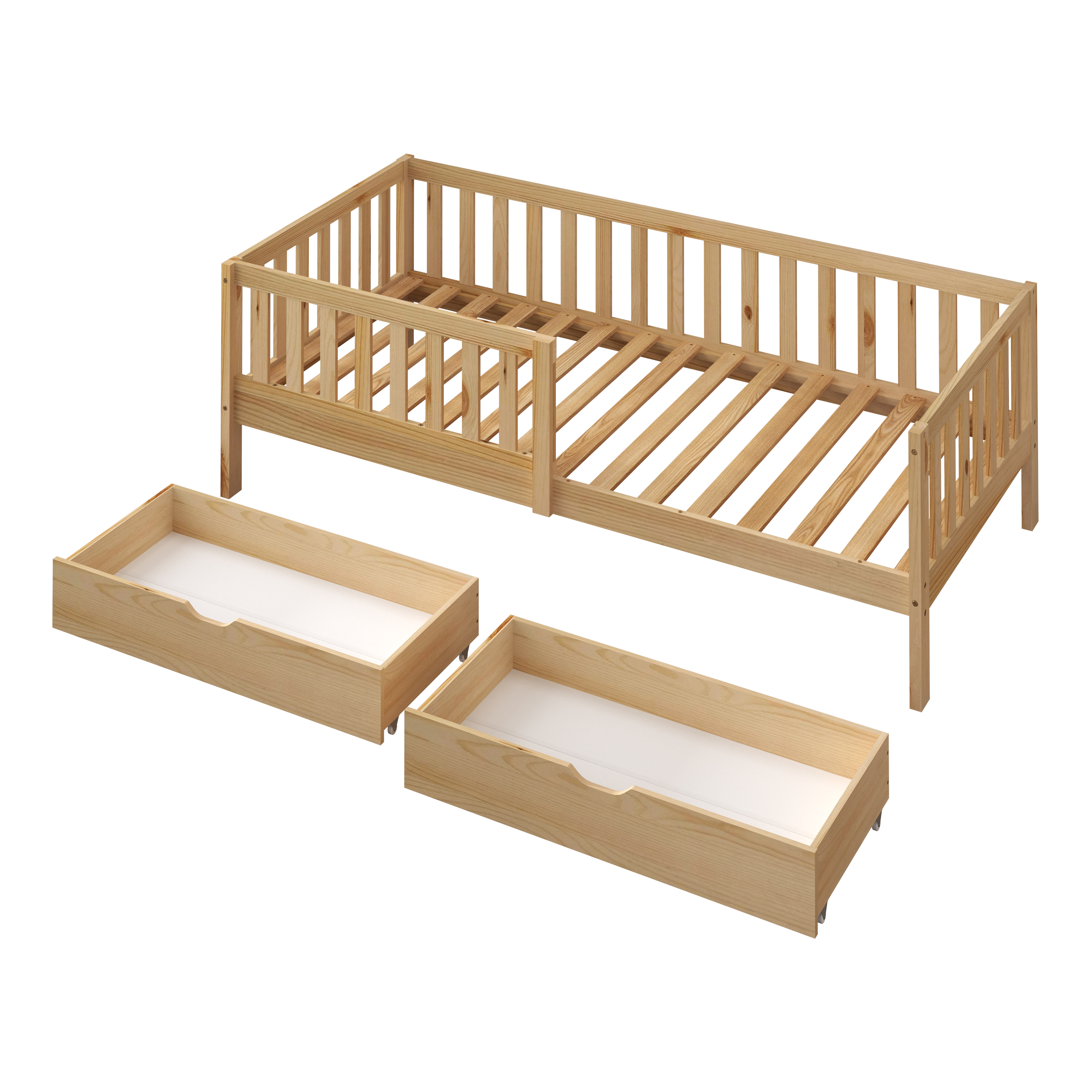 Isa Kids Bed with Storage Drawers Natural – With Mattress