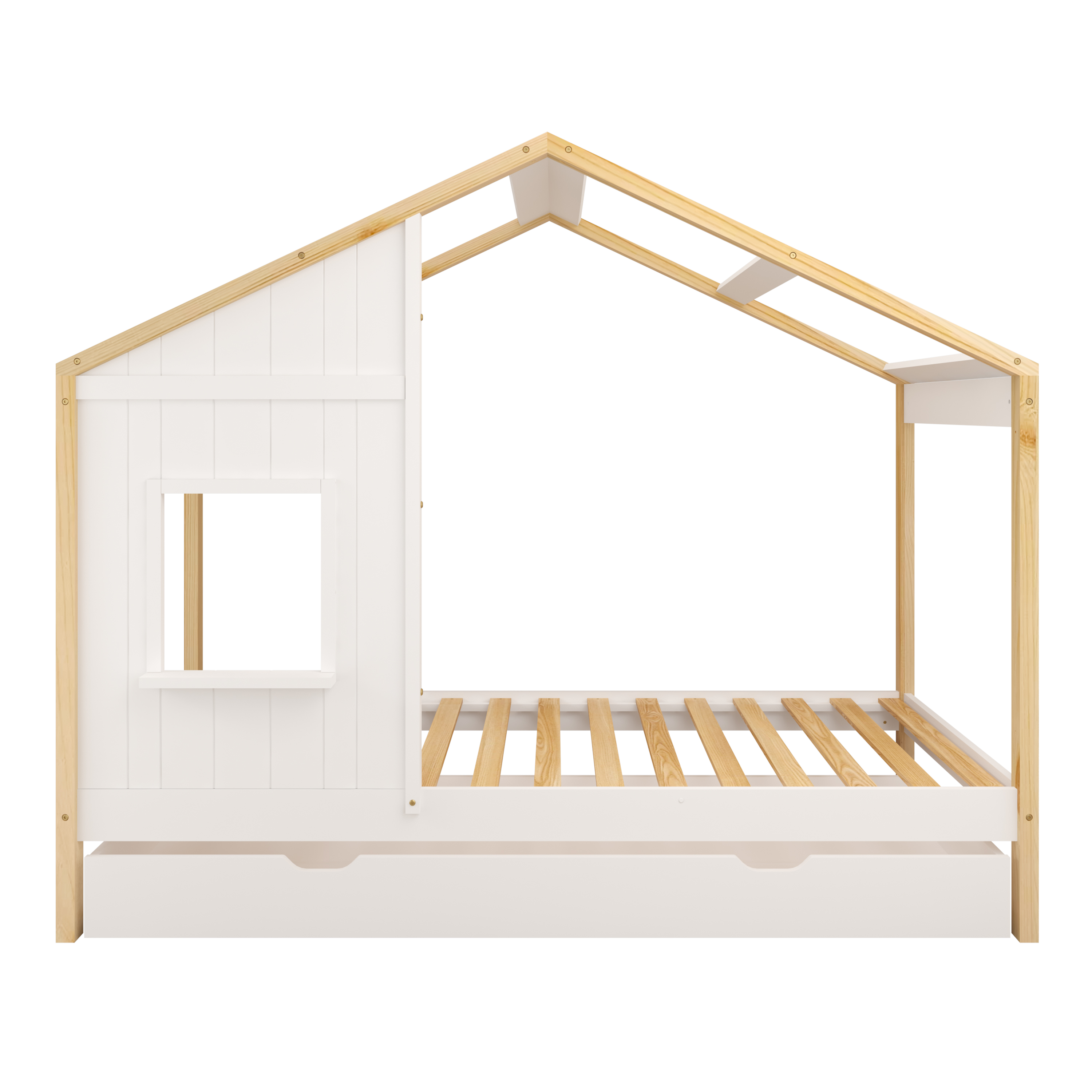 Beau House Bed with Drawer Brown/White – Without Mattress