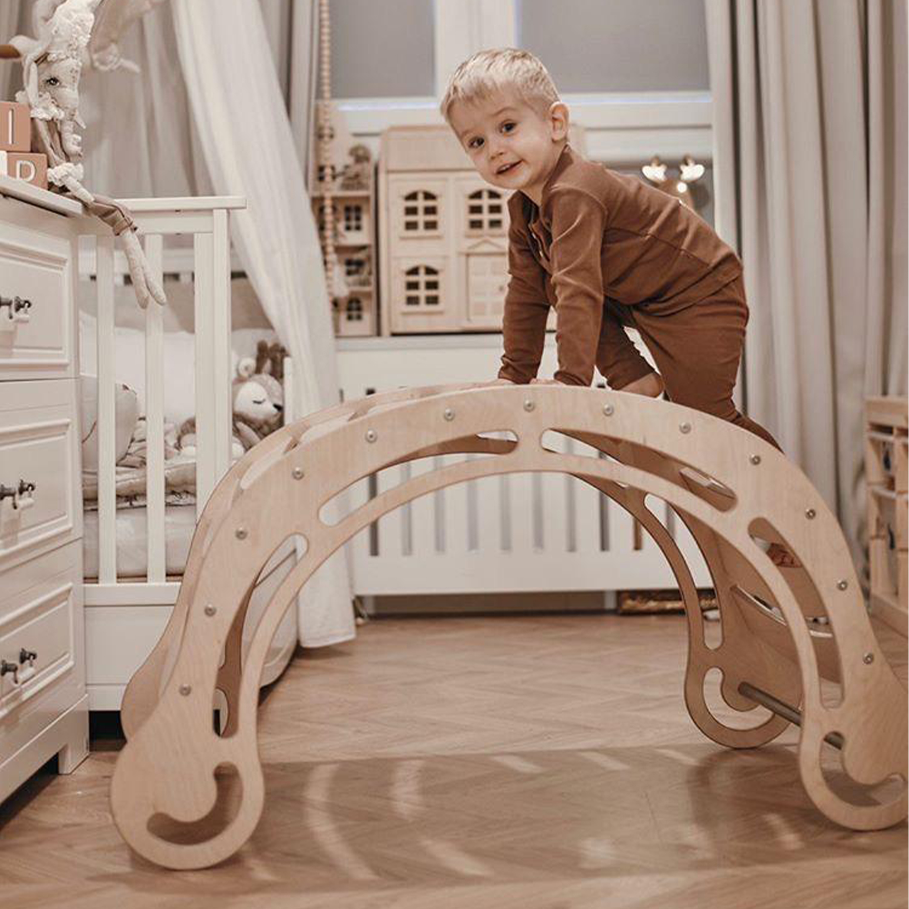 Bascule XXL en bois avec mur d'escalade Naturel Bascule XXL en bois avec mur d'escalade Naturel
