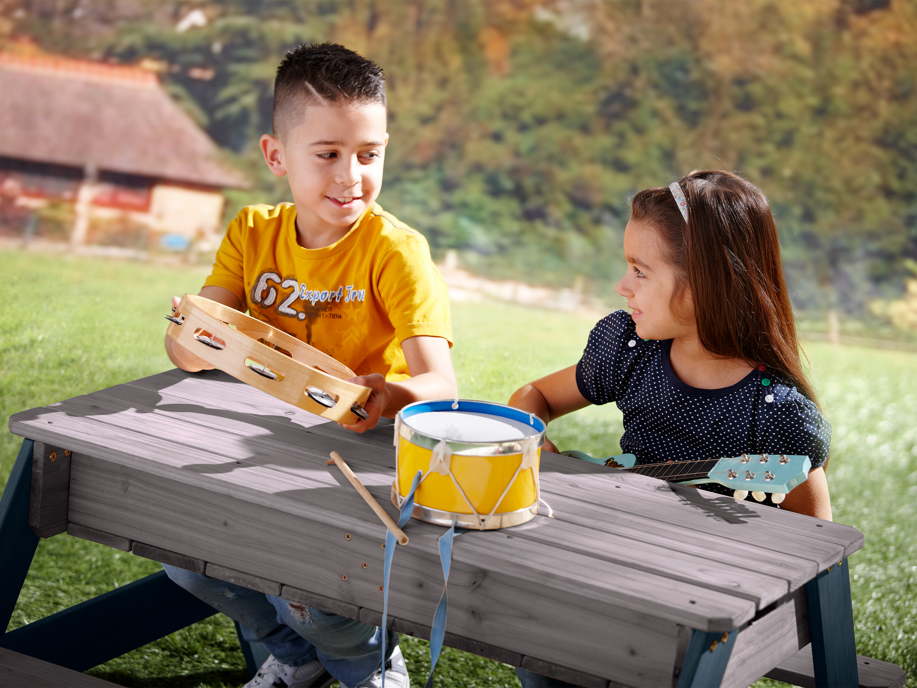 Nick Zand & Water Picknicktafel Antraciet/grijs - Parasol Gr