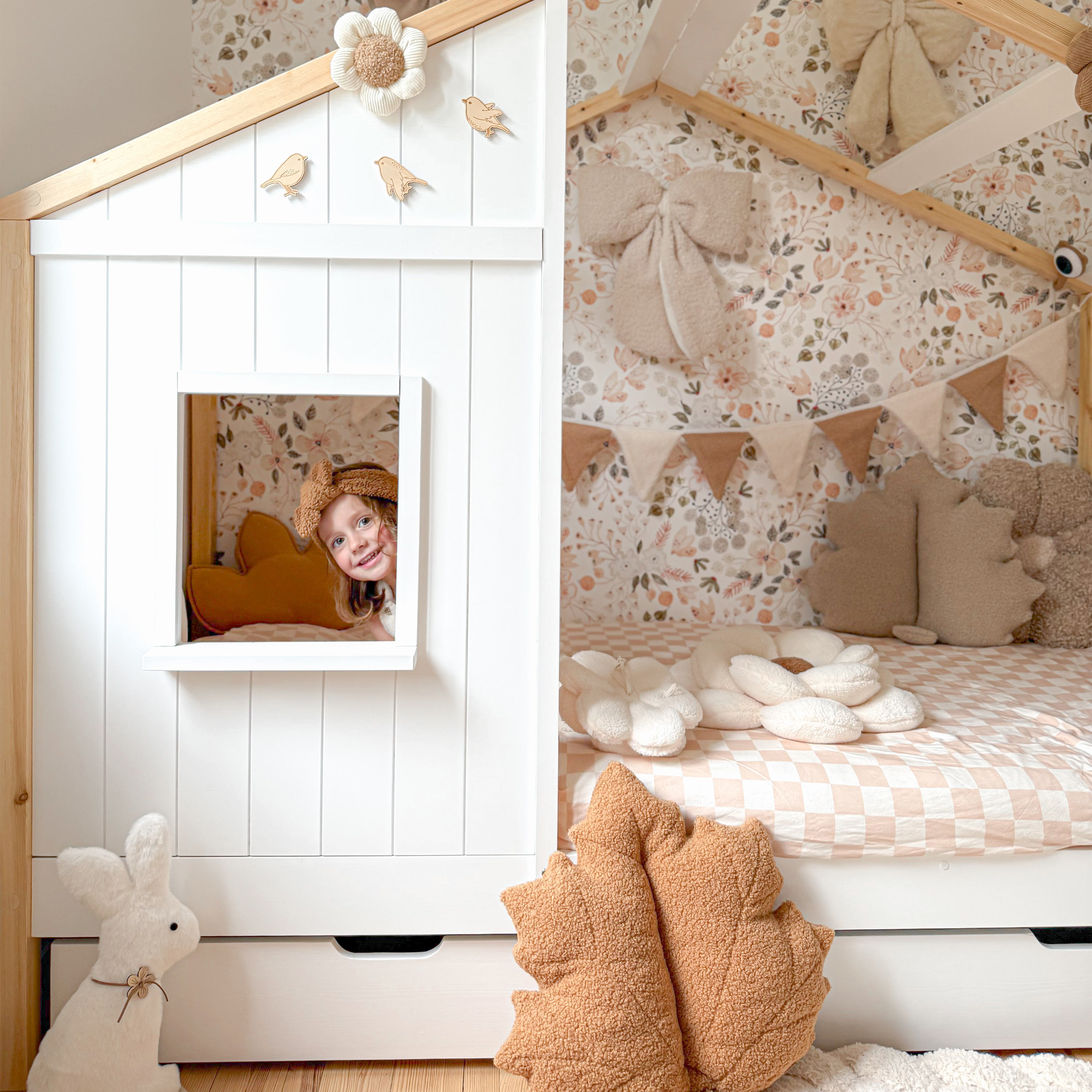 Beau House Bed with Drawer Brown/White – Without Mattress