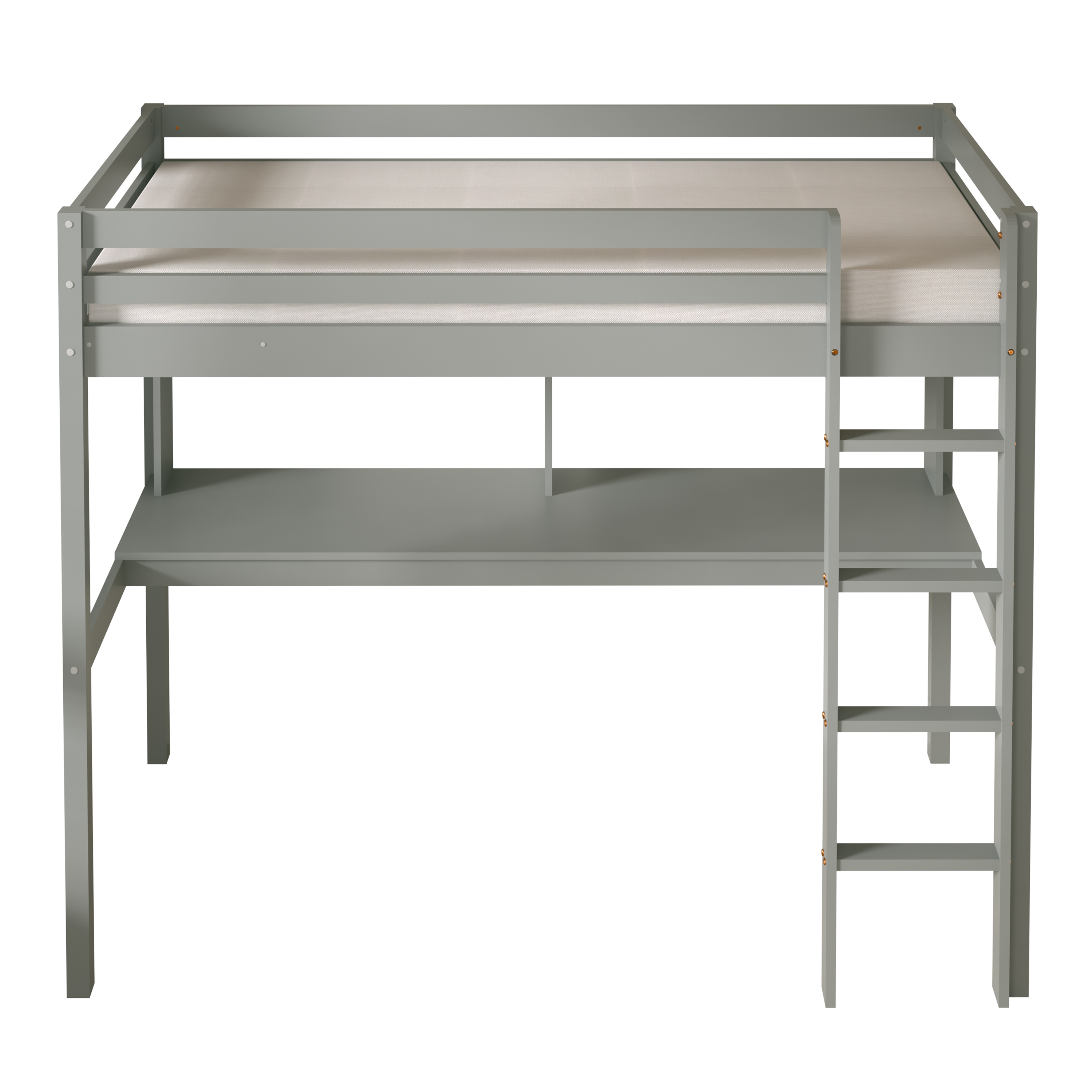Sil Hochbett mit Schreibtisch Grau – Ohne Matratze
