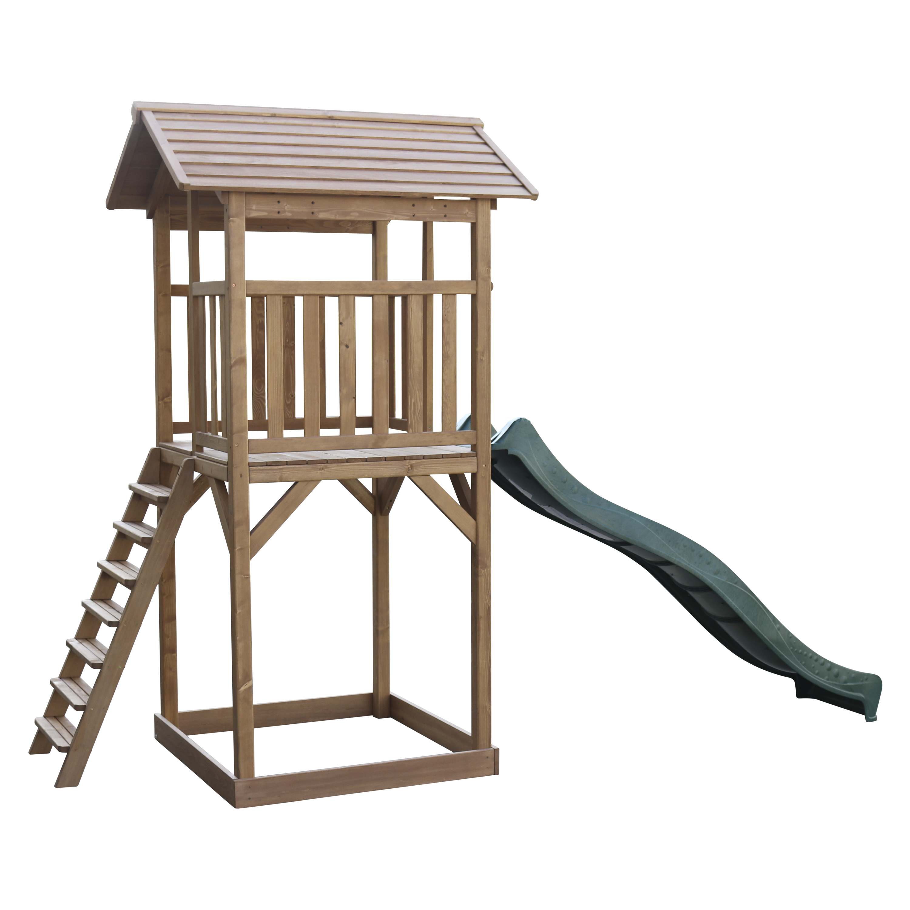 Beach Tower Speeltoren Bruin - Groene Glijbaan