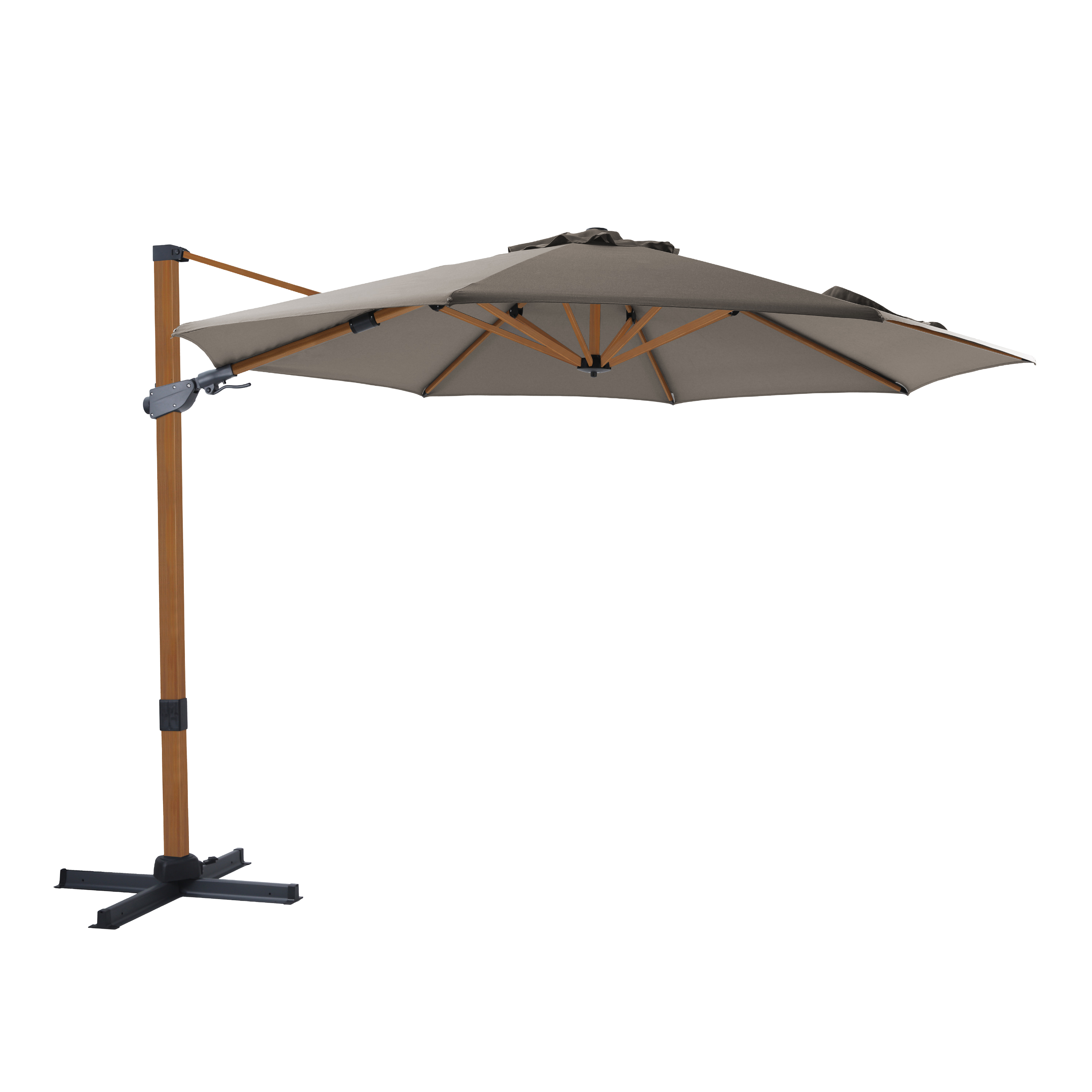 AXI Cyrus Premium Zweefparasol Ø 300cm Houtlook/taupe