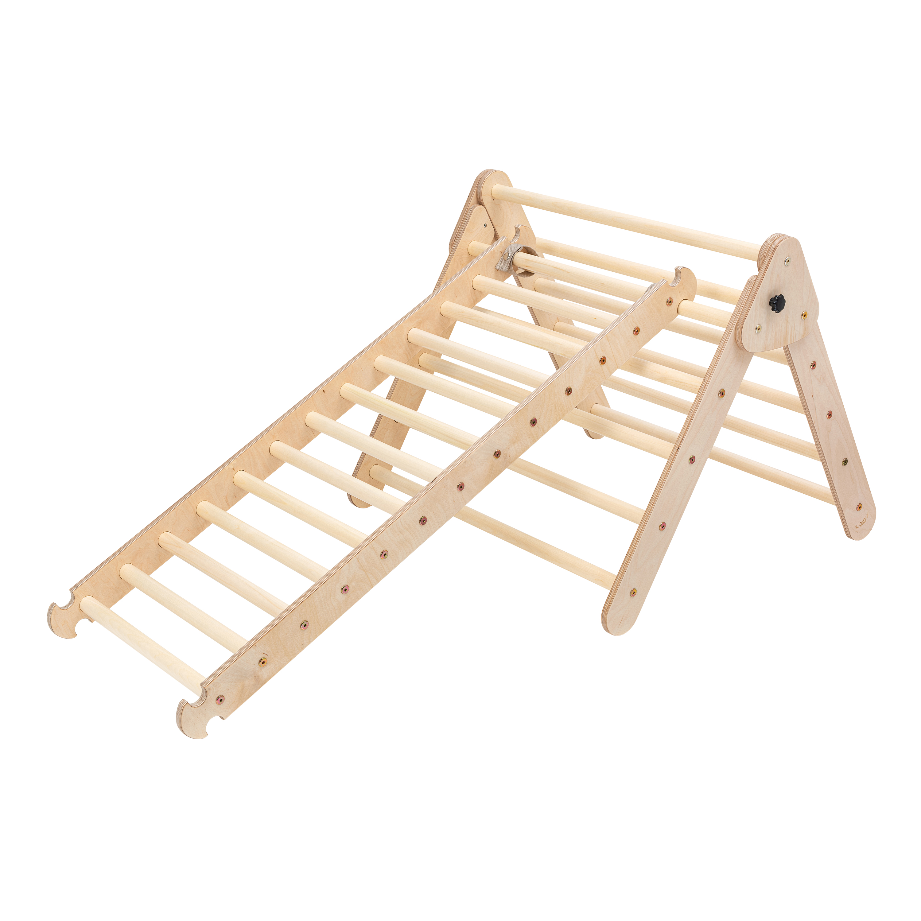 Wooden Climbing Triangle with Ladder Natural