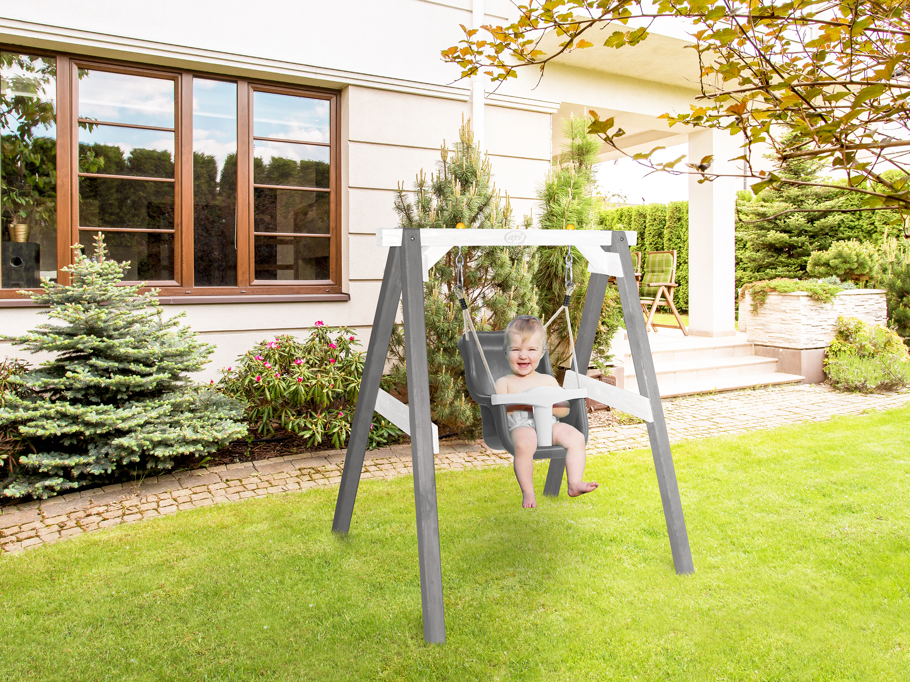 Baby Schommel Grijs/wit met zitje Grijs/wit