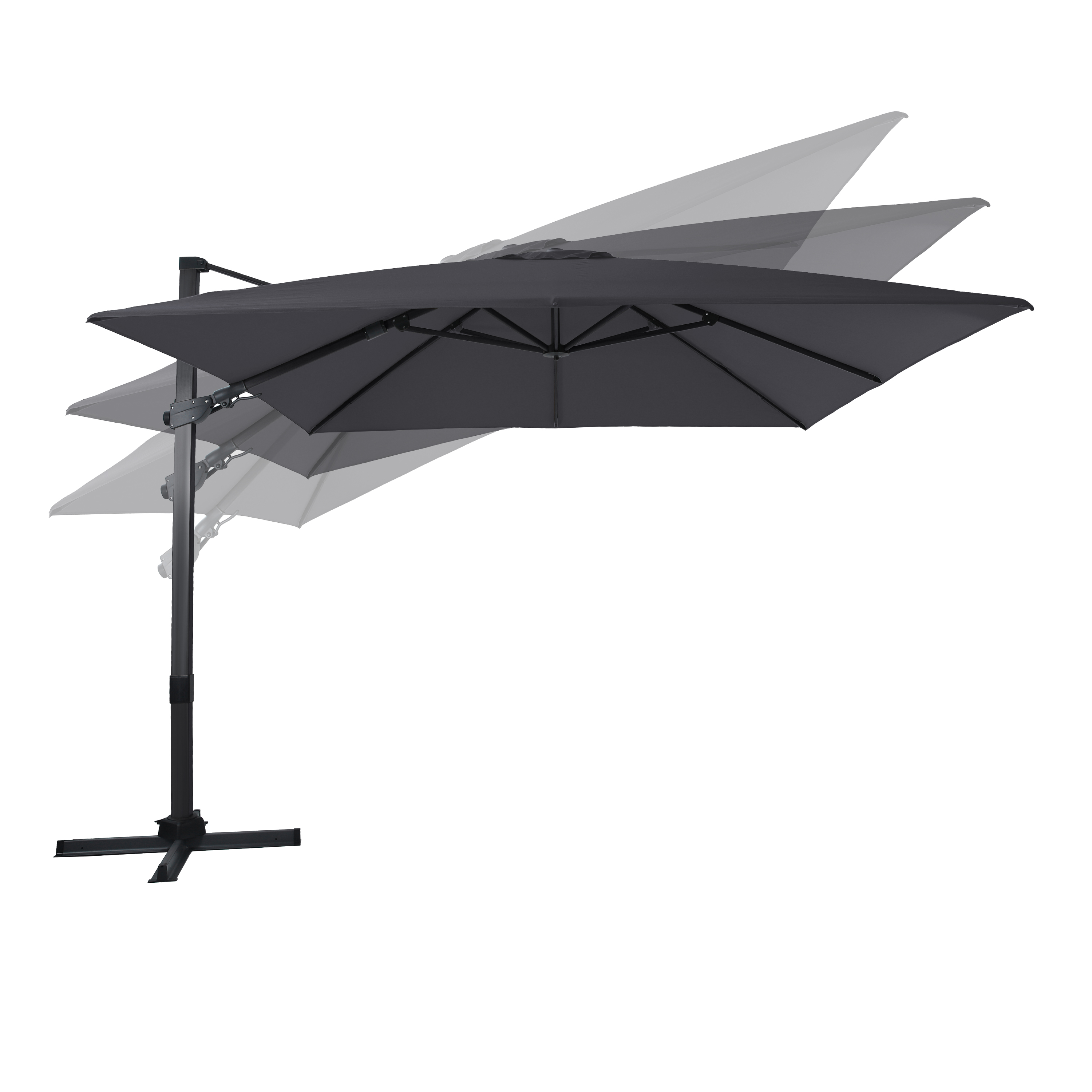 Apollo Premium Zweefparasol 300x300 Antraciet/grijs