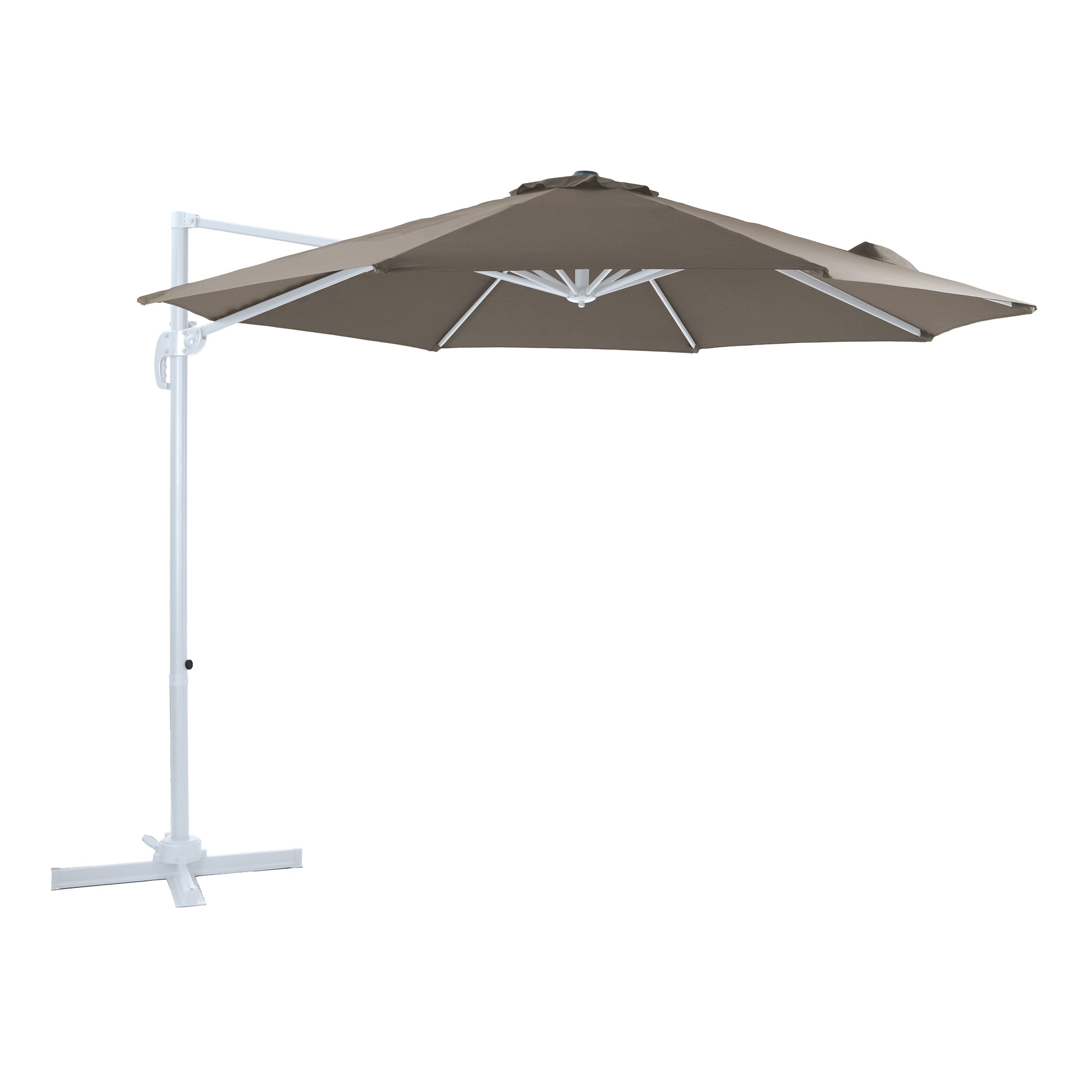 Marisol Parasol déporté Ø 300cm Blanc/taupe