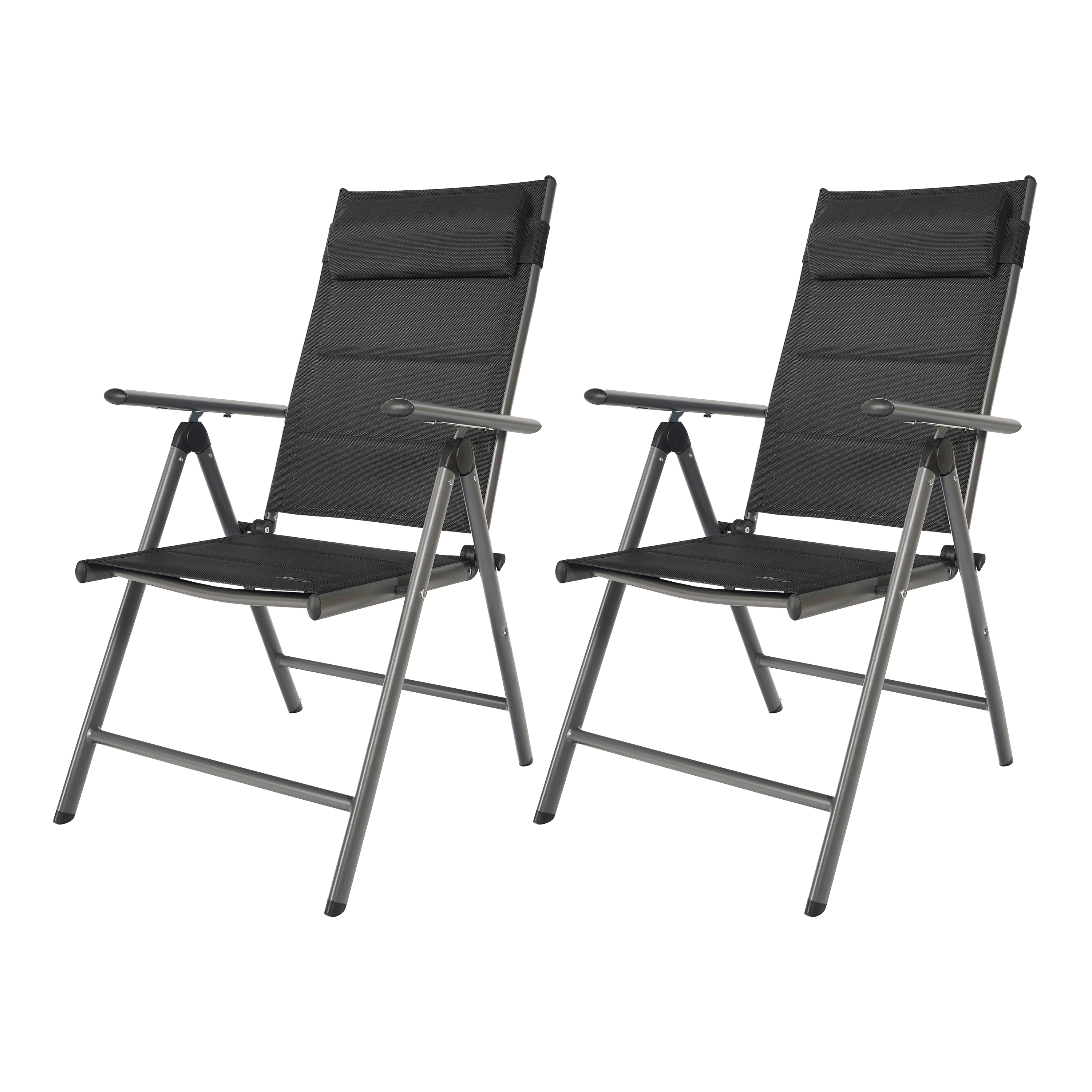 Mack Chaise de camping Anthracite/noir – Set 2 pièces