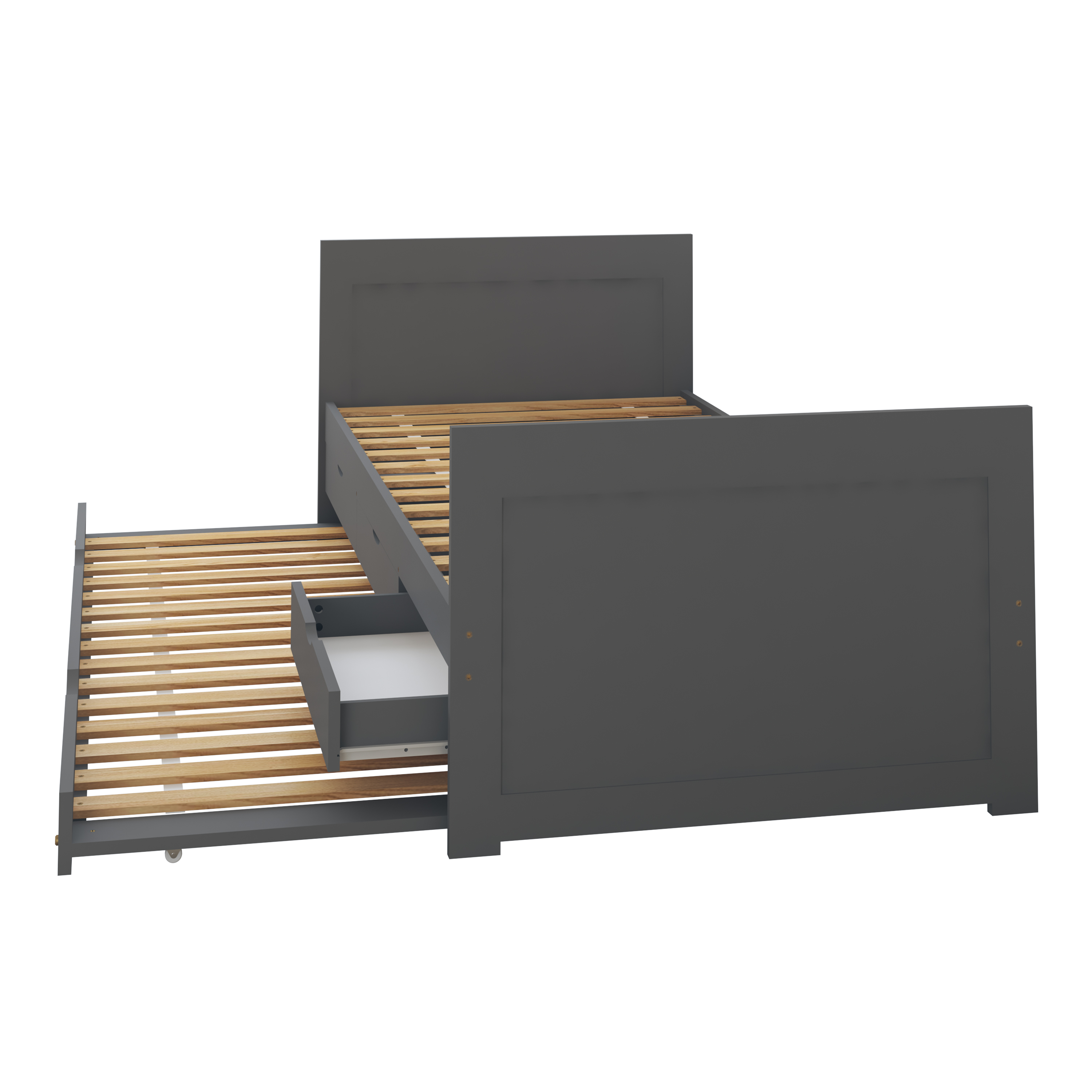 Eli Kids Bed with Trundle Grey – With Mattress