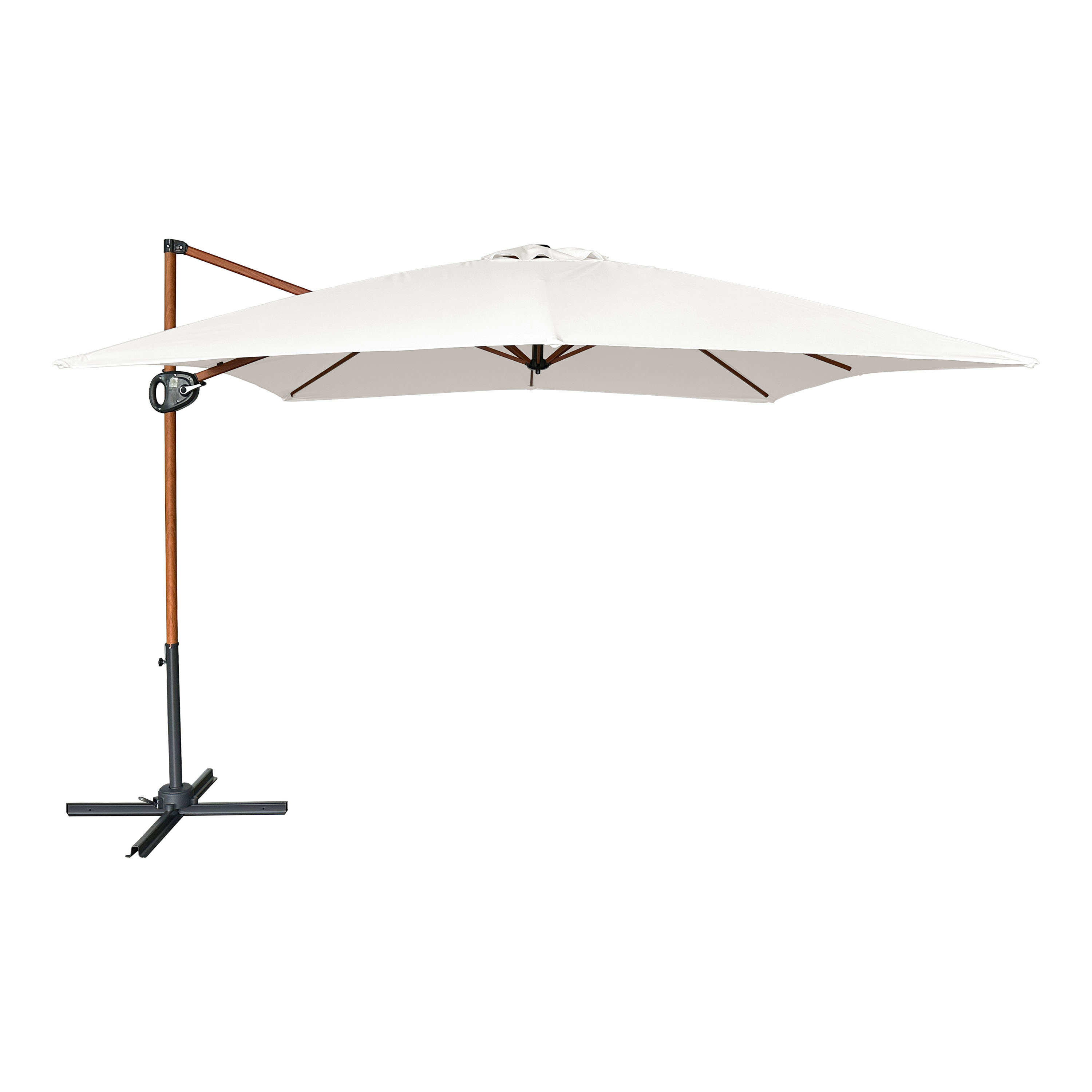 Mira Zweefparasol 300x300cm Houtlook /beige