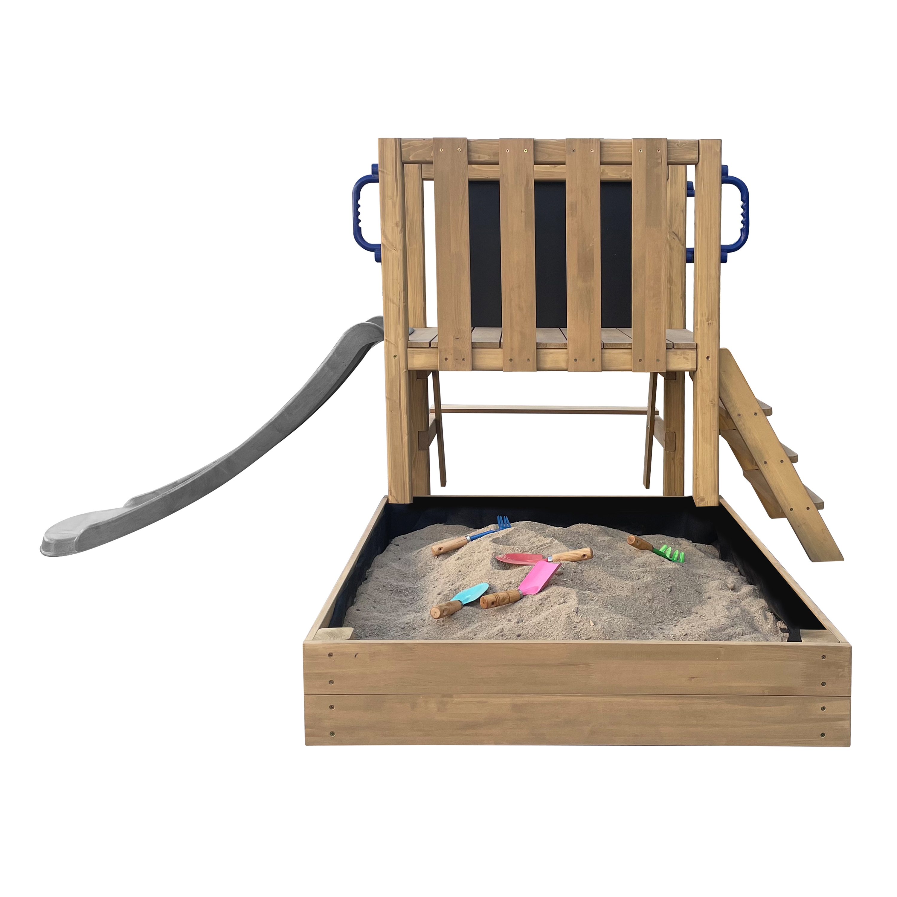 Leah Playtower - Sandbox and Picnic Table - Grey Slide