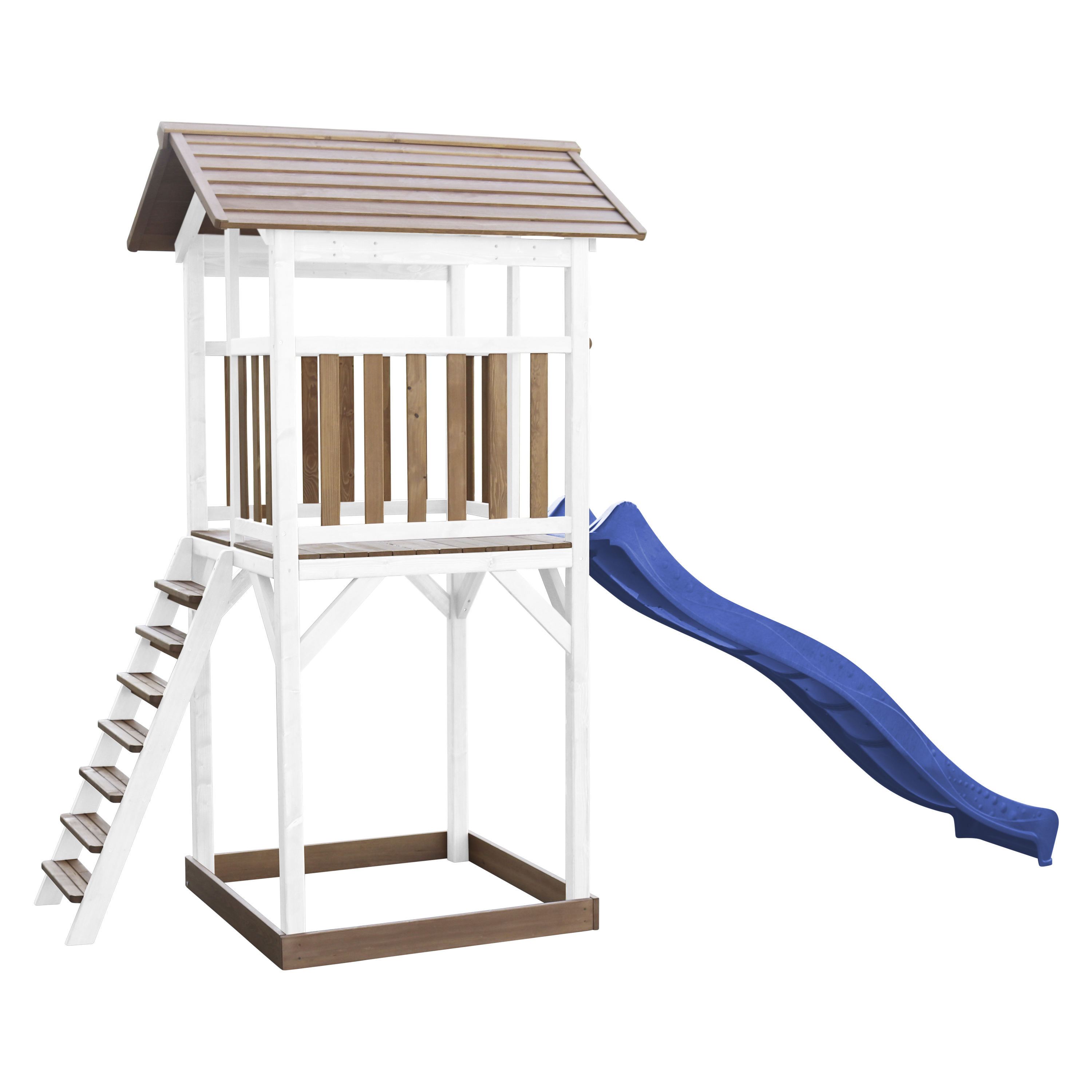 Beach Tower Speeltoren Bruin/wit - Blauwe Glijbaan
