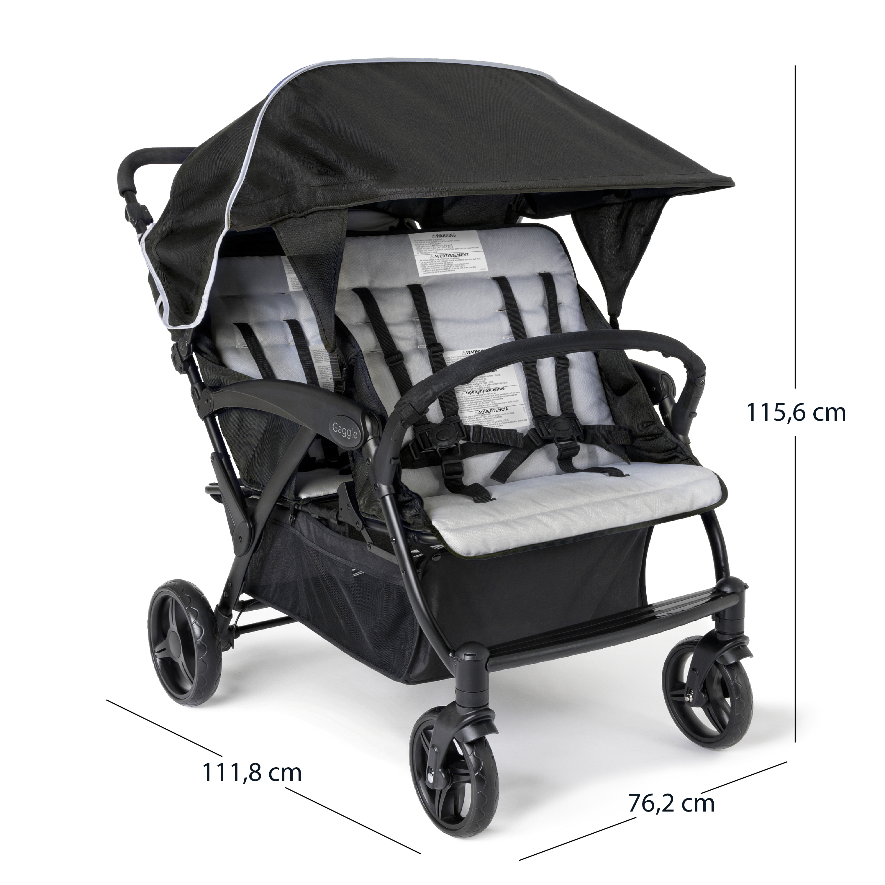 Odyssey 4x4 Quad Kinderwagen für 4 Kinder Grau/Schwarz 