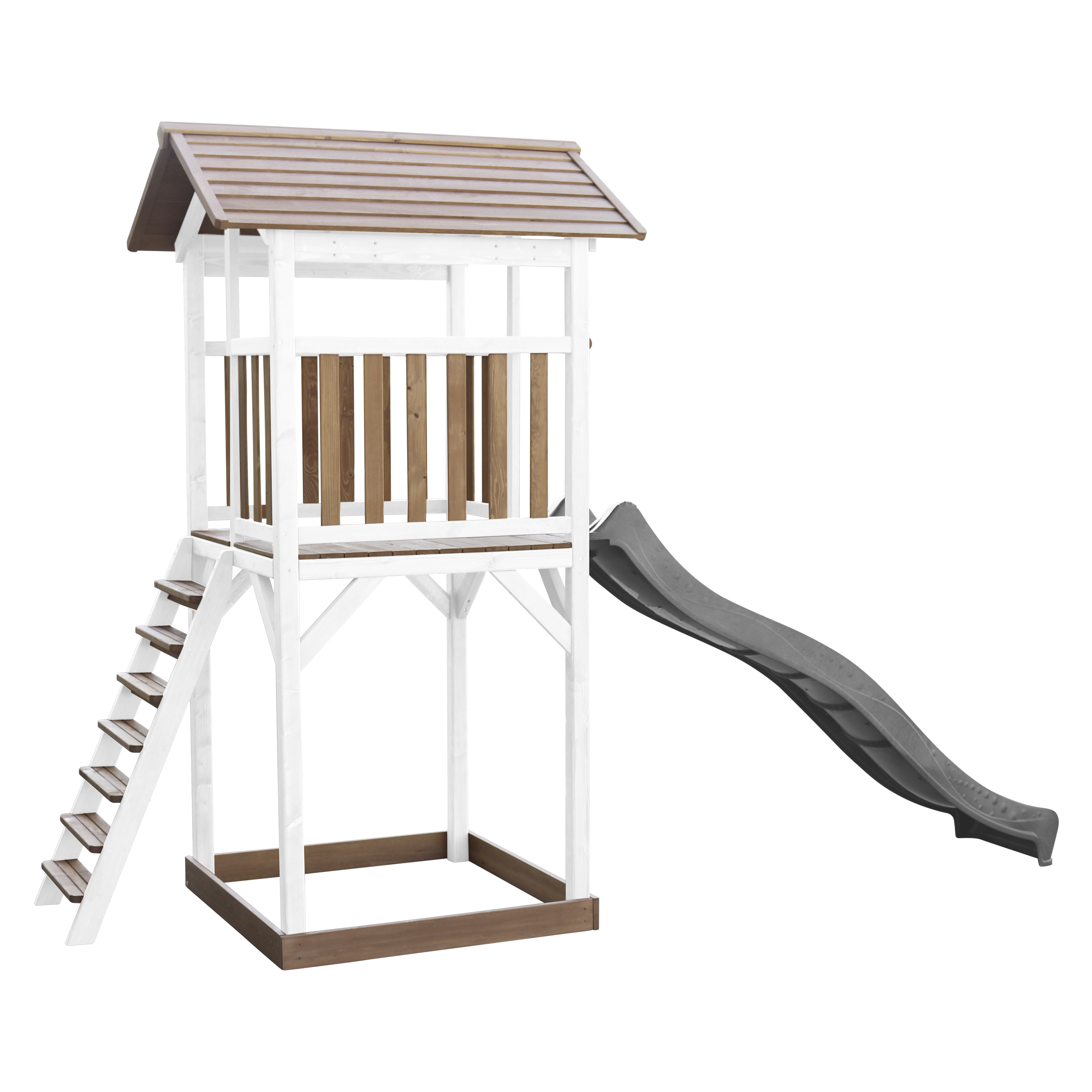 Beach Tower Speeltoren Bruin/wit - Grijze Glijbaan