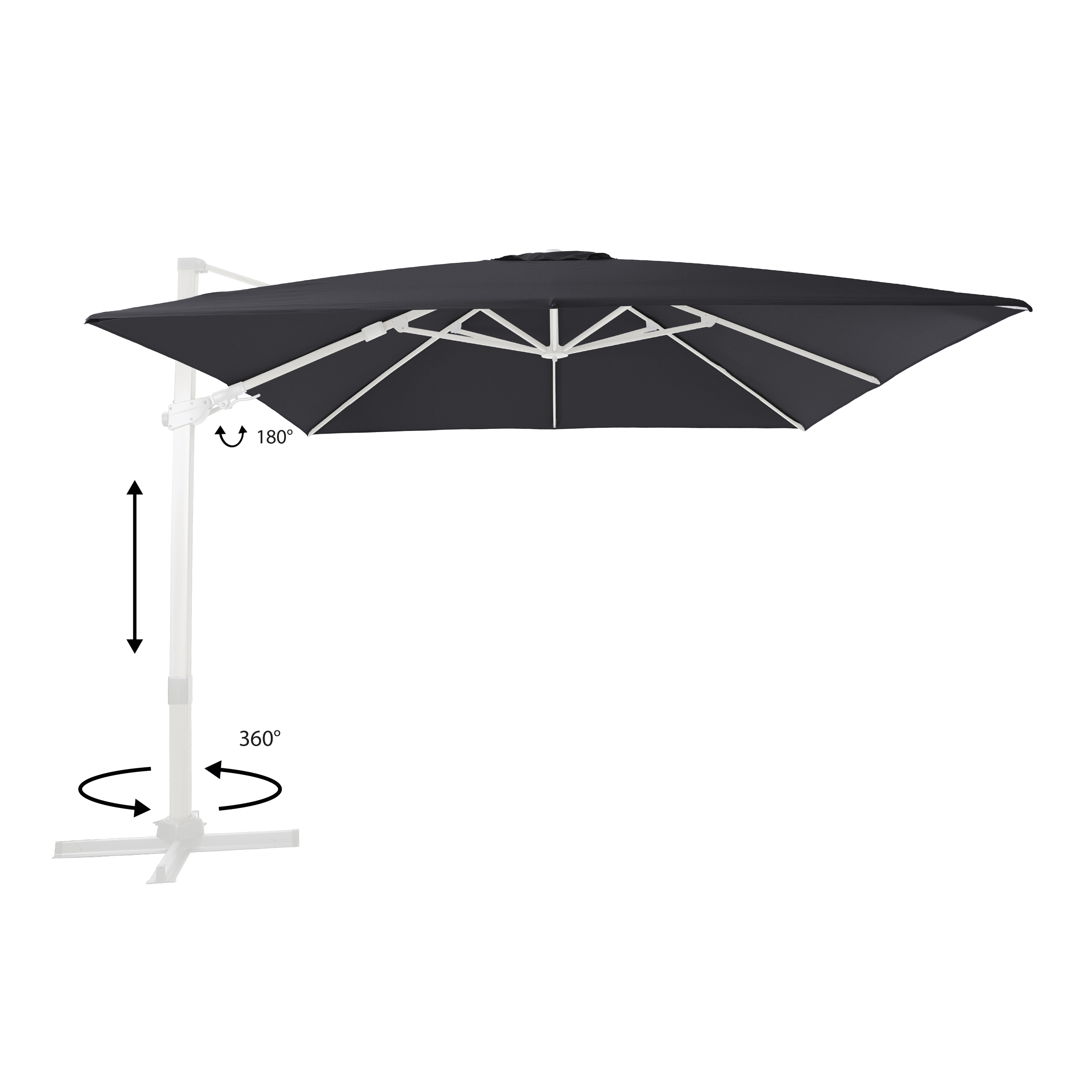 Apollo Premium Zweefparasol 300x300 Wit/grijs