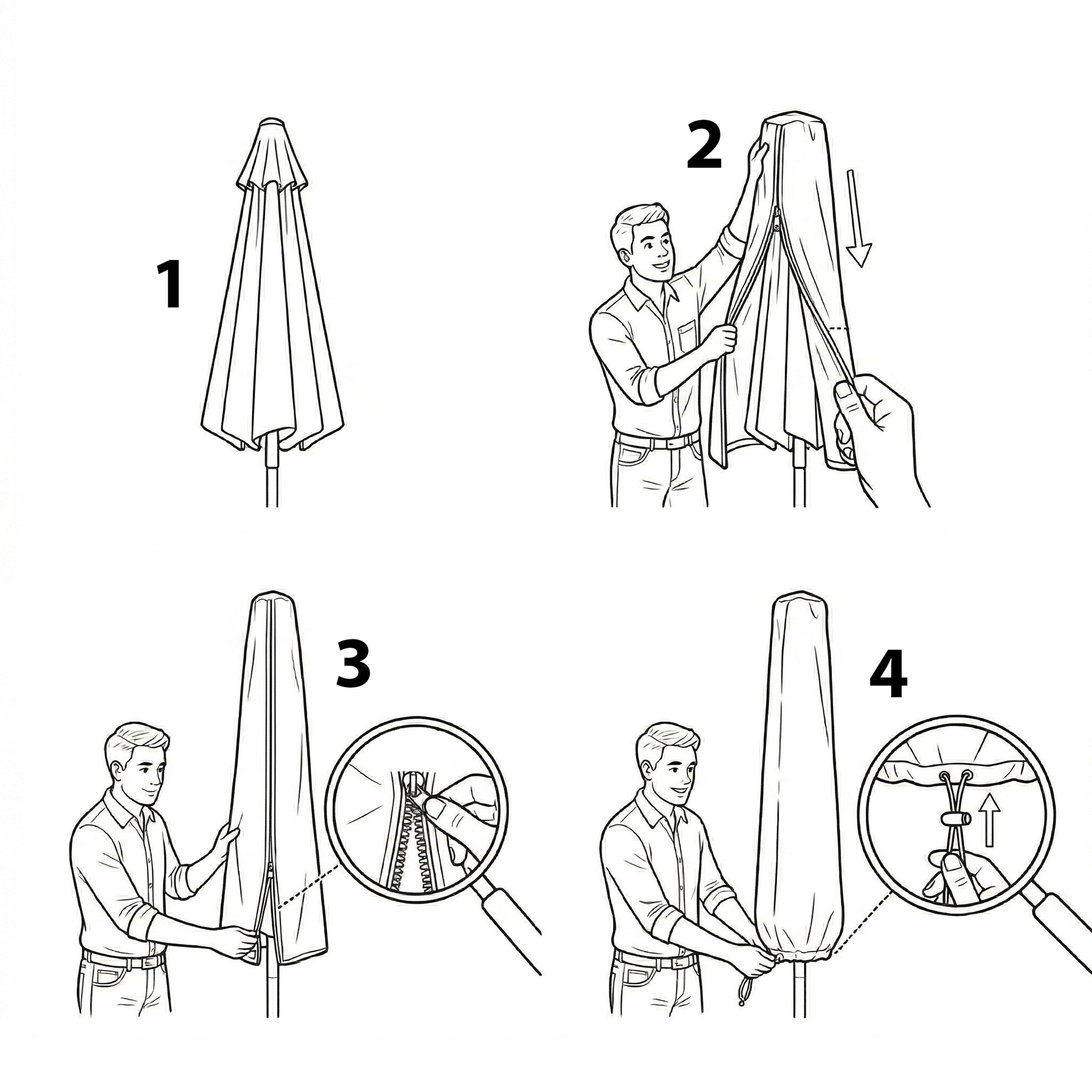Hanging Umbrella Cover L196 - Ø 300cm - Black