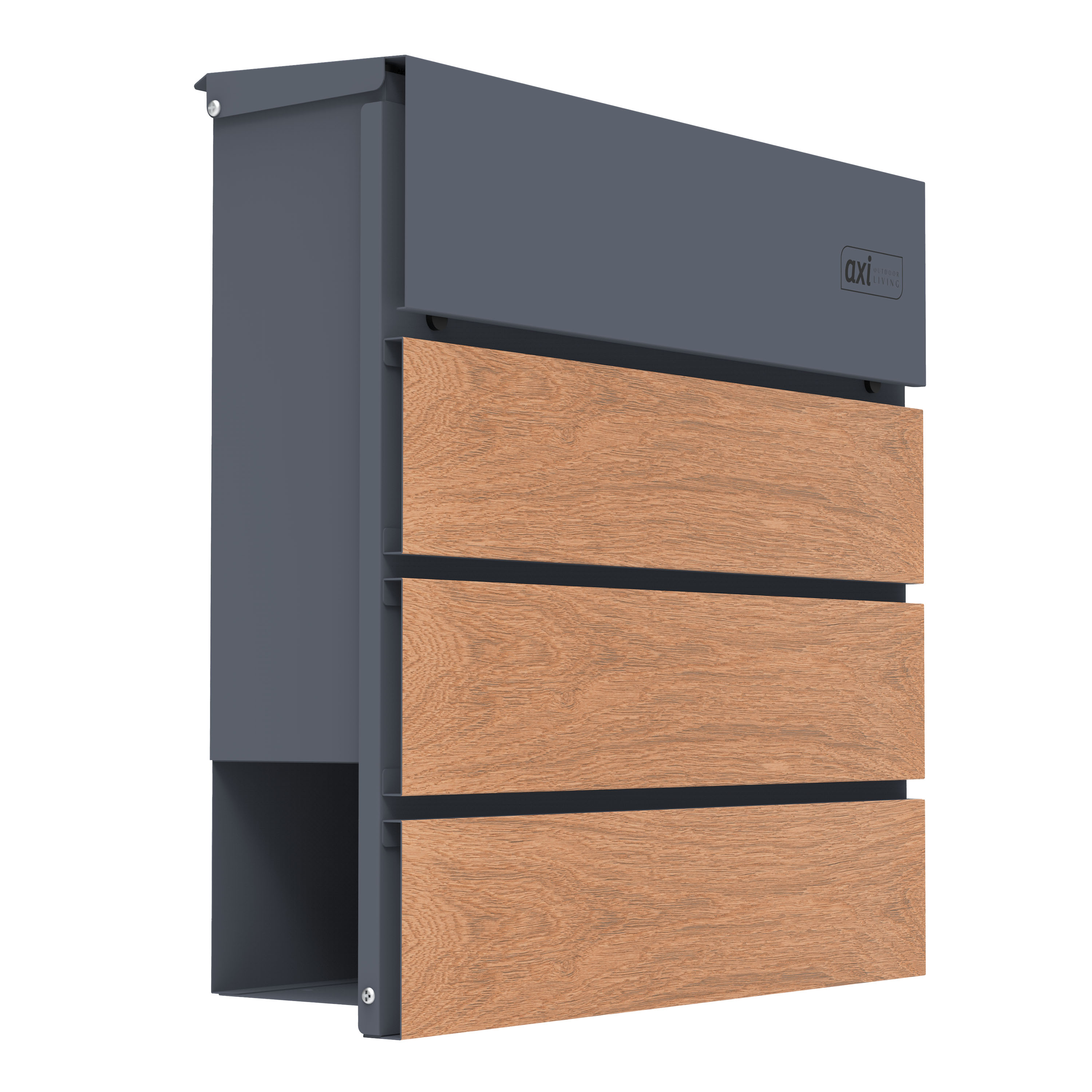 Jake Boîte aux lettres en métal Anthracite/Aspect bois