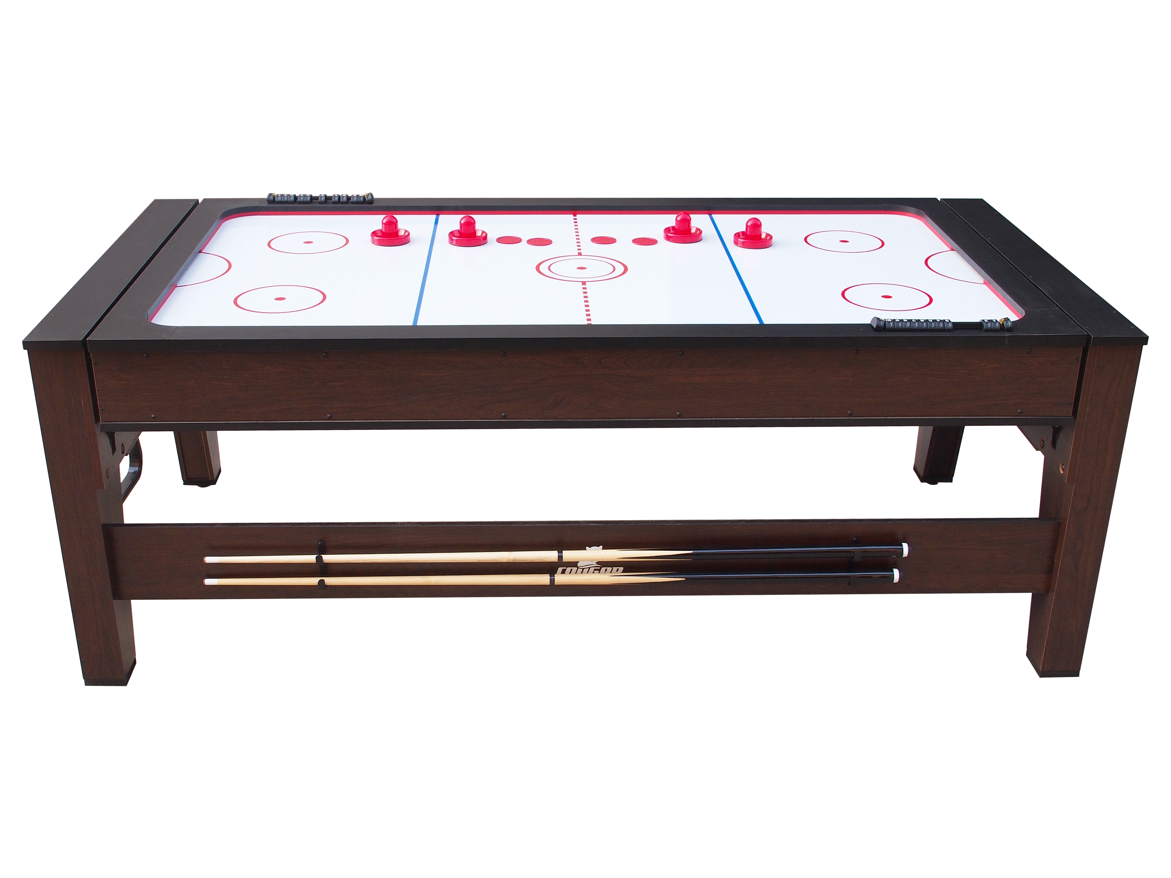 Table de Billard & Air Hockey Reverso 6ft marron / rouge pou