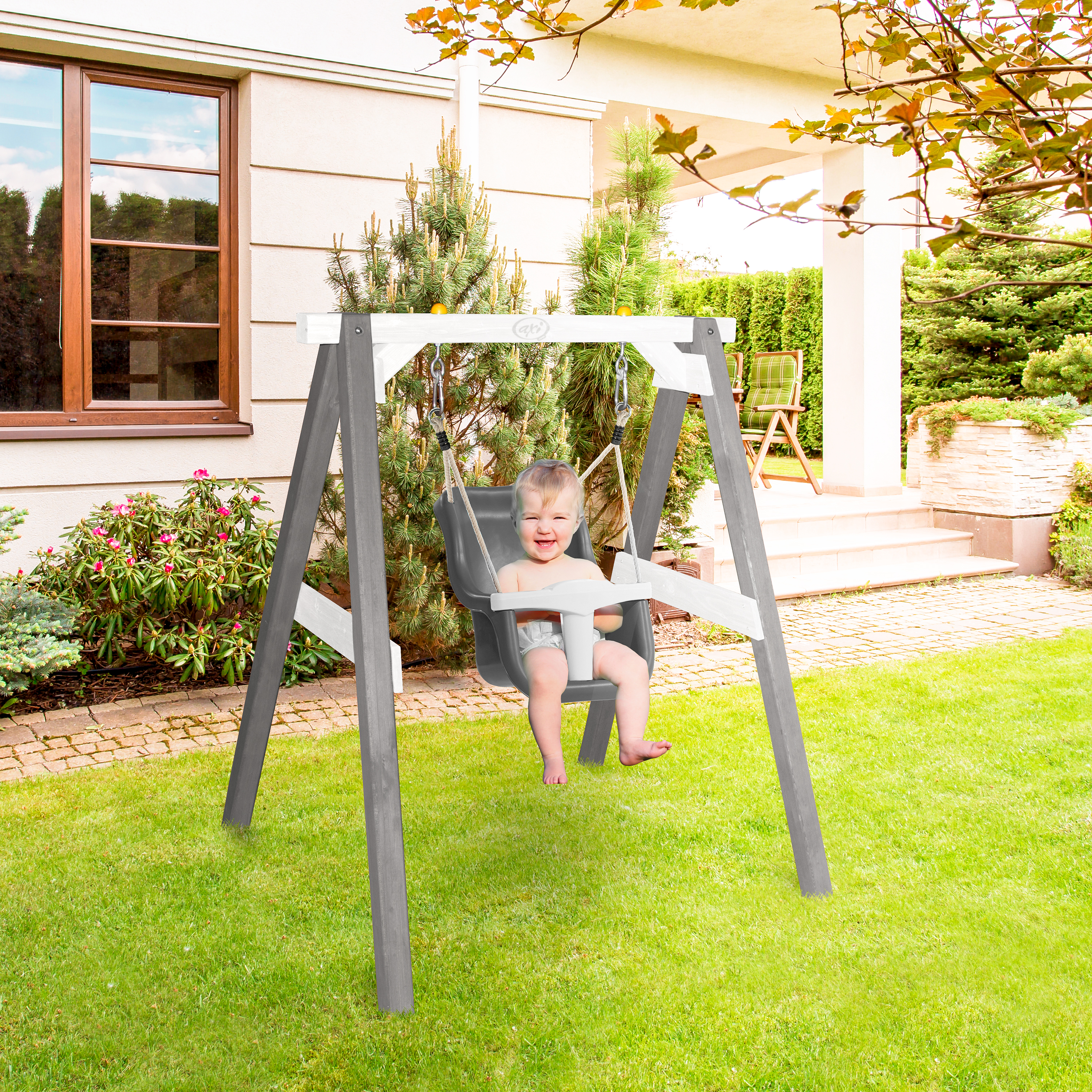 Baby Schommel Grijs/wit met zitje Grijs/wit