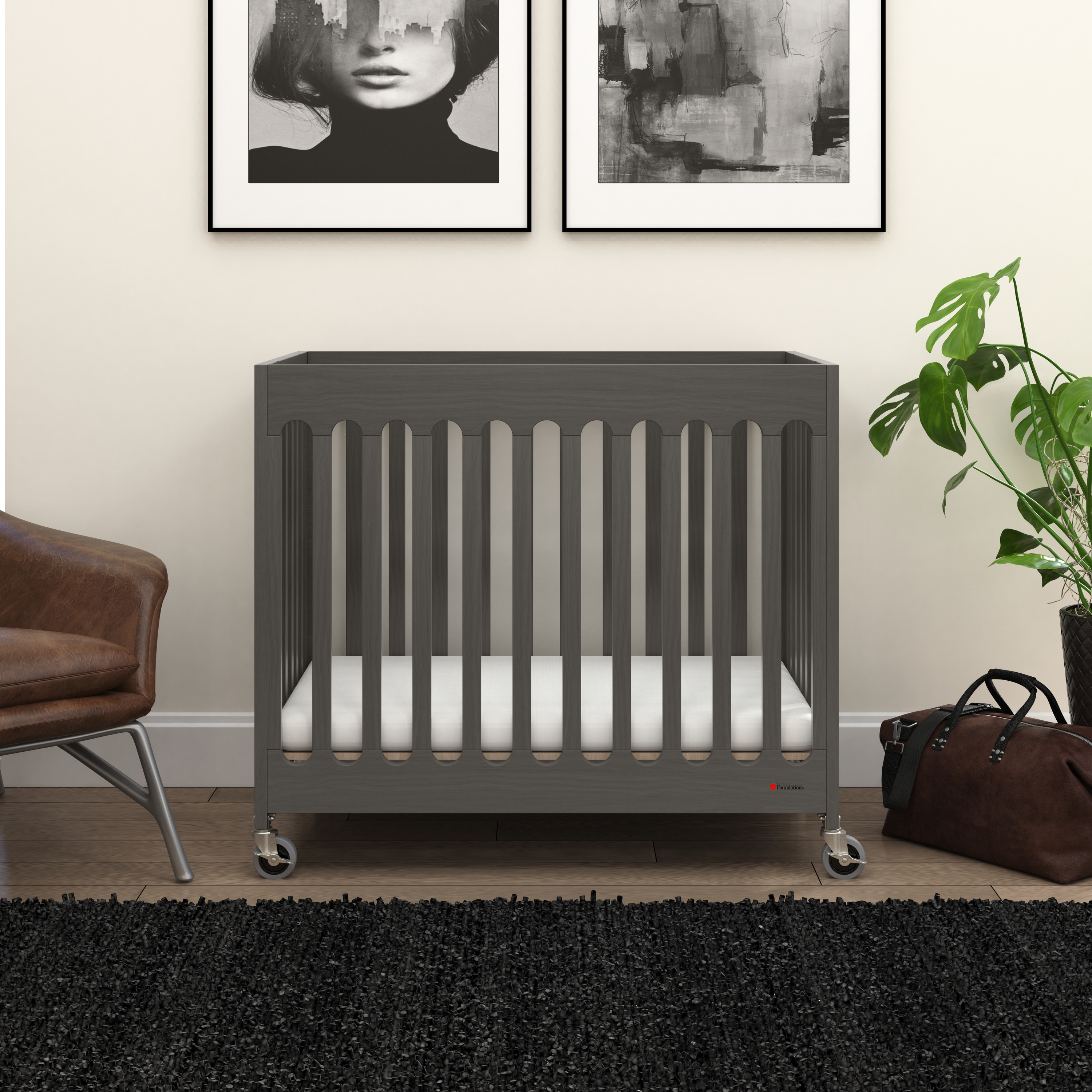 Boutique inklapbaar babybedje van hout - Grijs Boutique inklapbaar babybedje van hout - Grijs