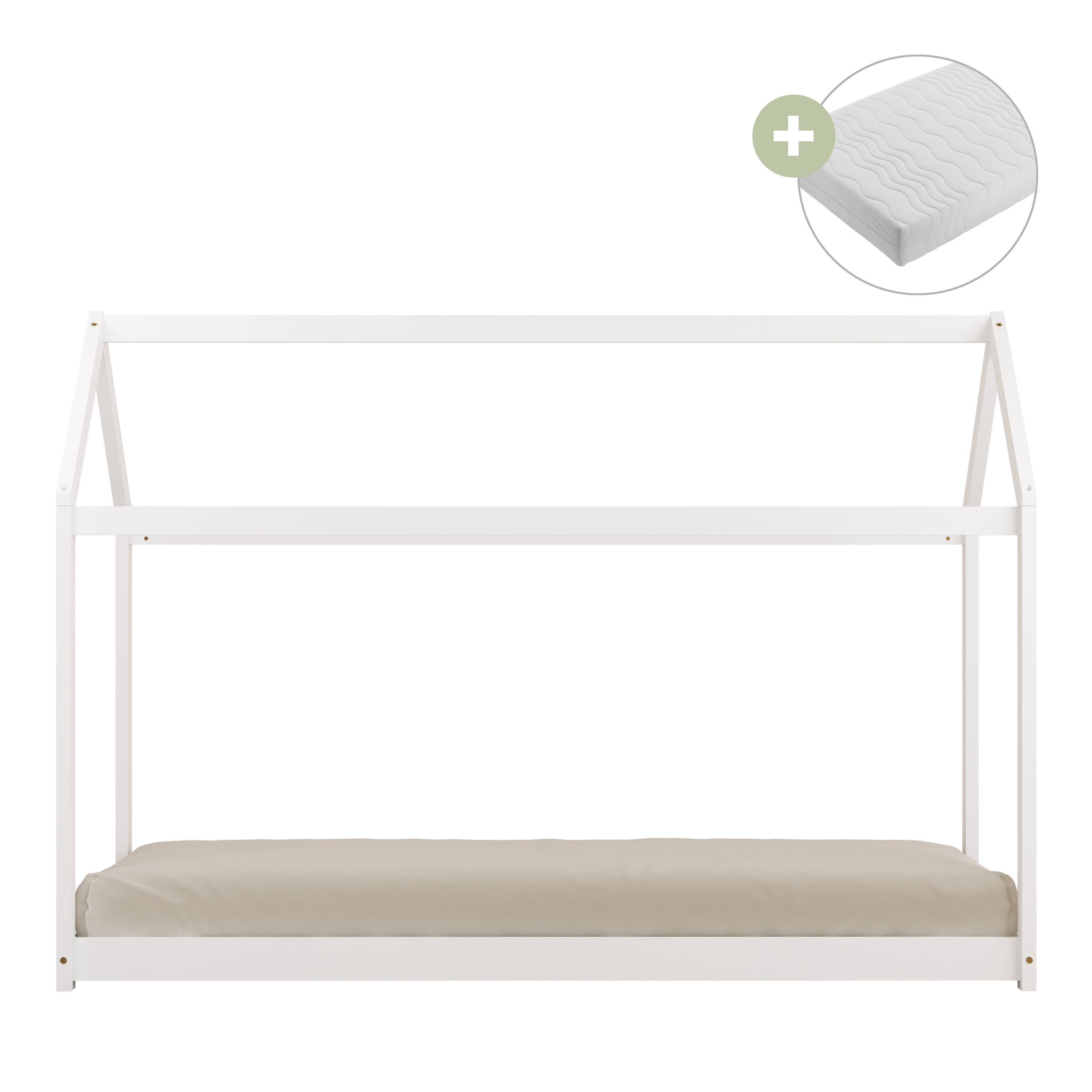 Zoey Lit cabane - Blanc – Avec matelas