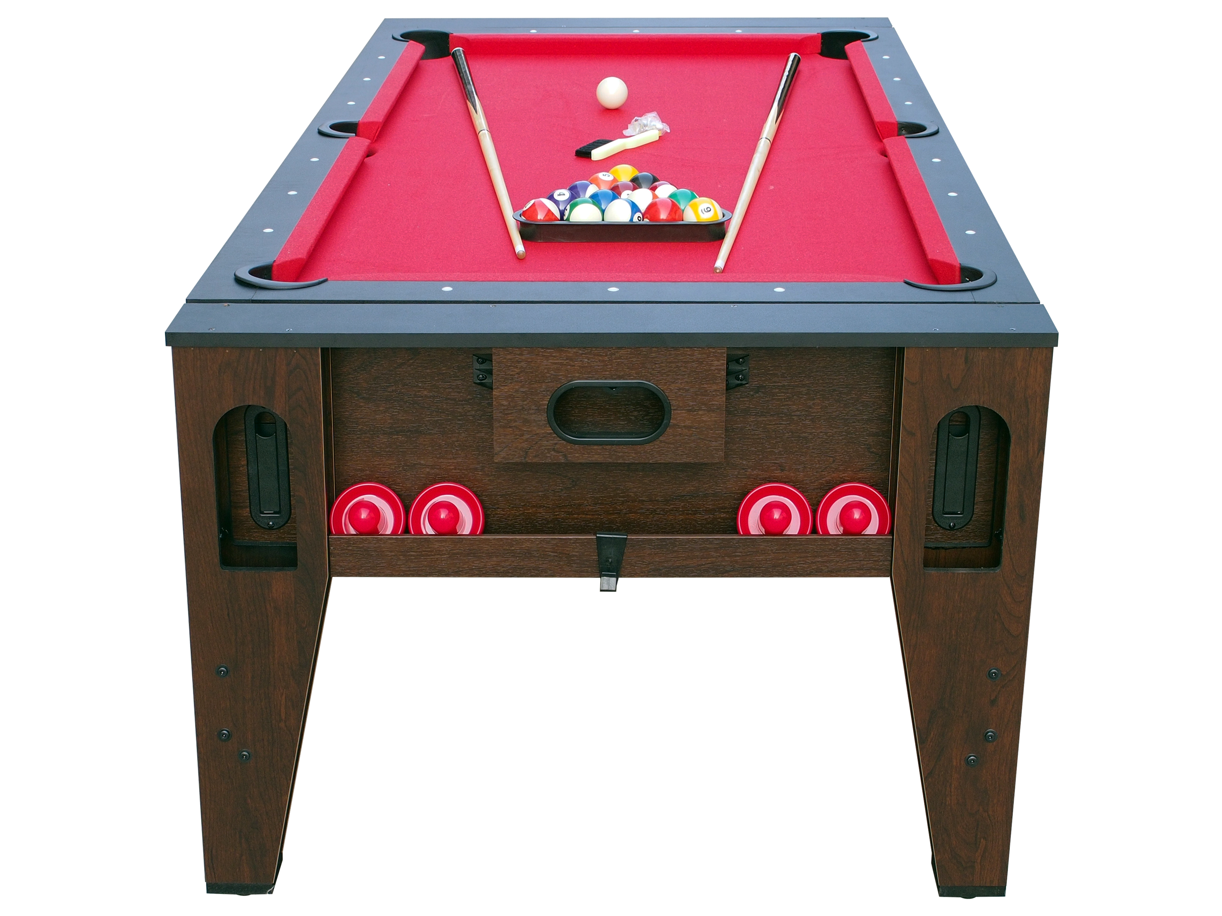 Table de Billard & Air Hockey Reverso 6ft marron / rouge pou