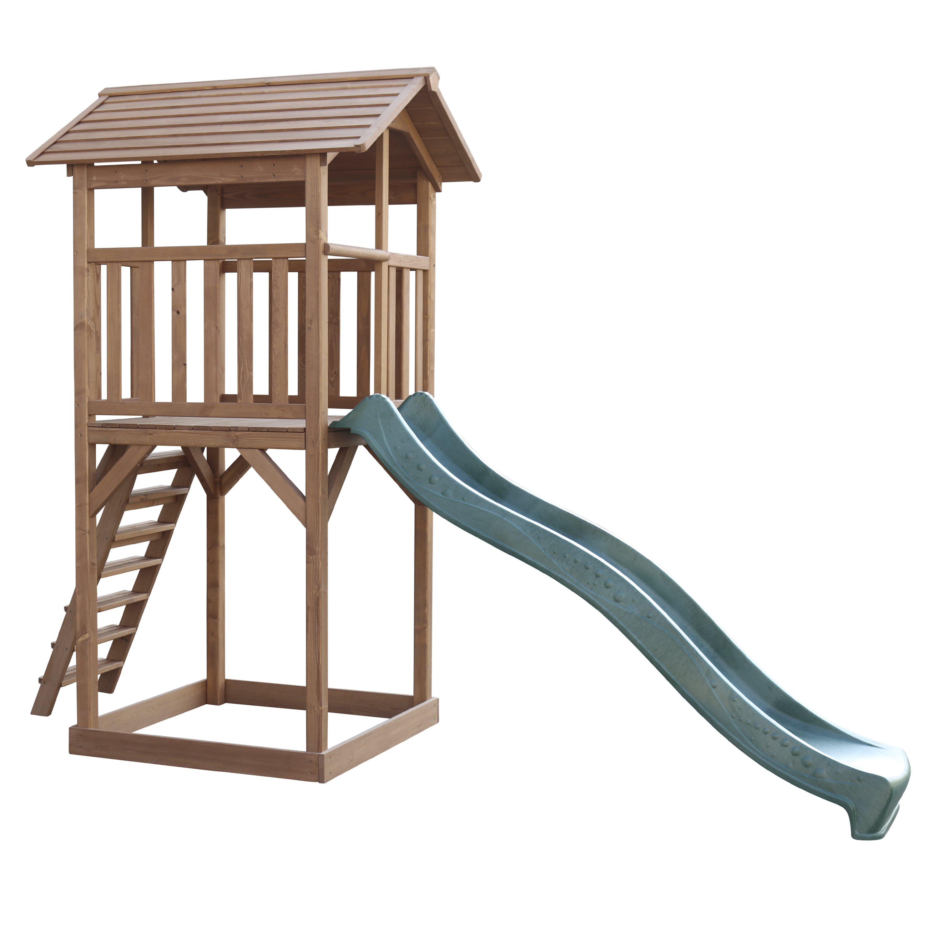Beach Tower Speeltoren Bruin - Groene Glijbaan