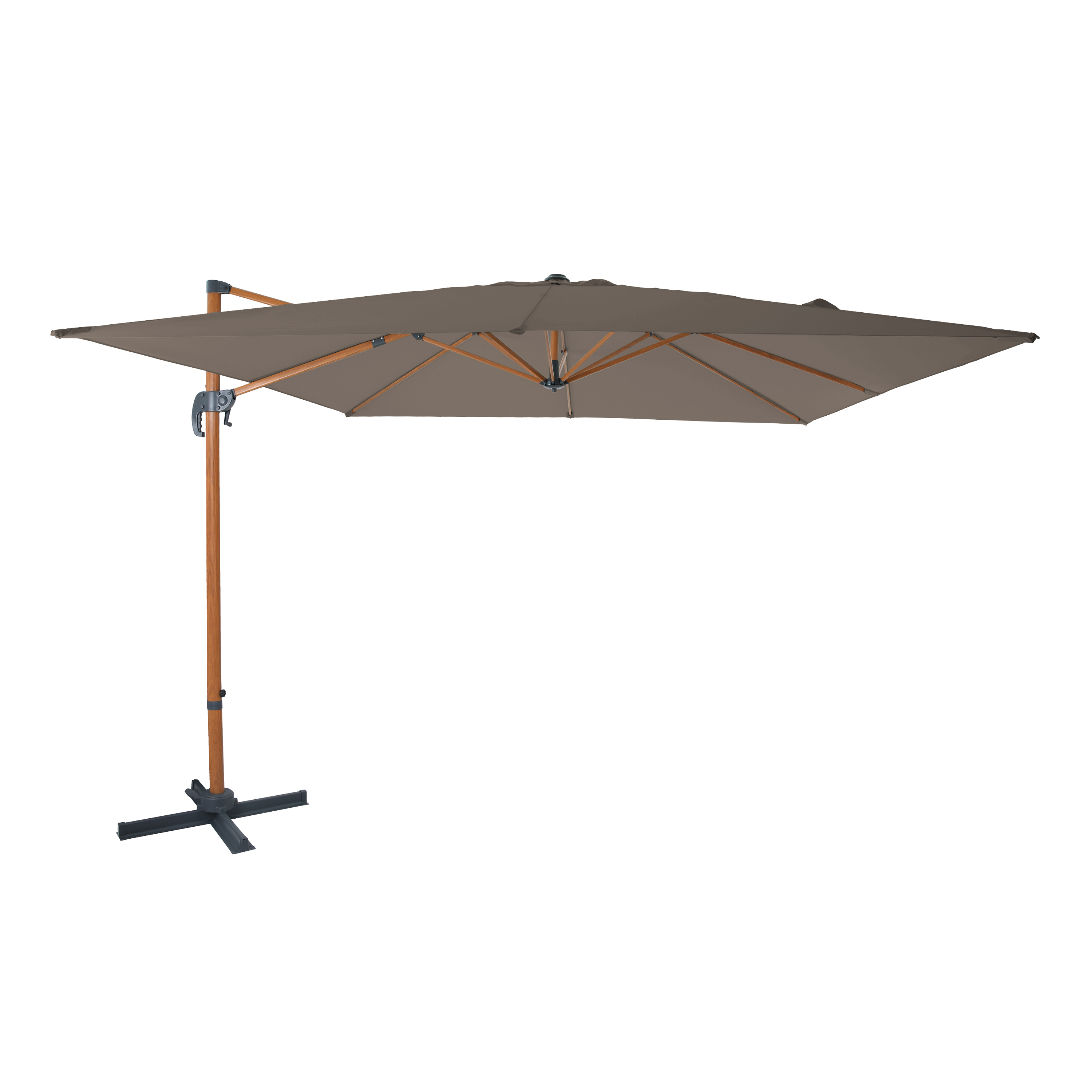Nima Parasol déporté 300x300 aspect bois/taupe