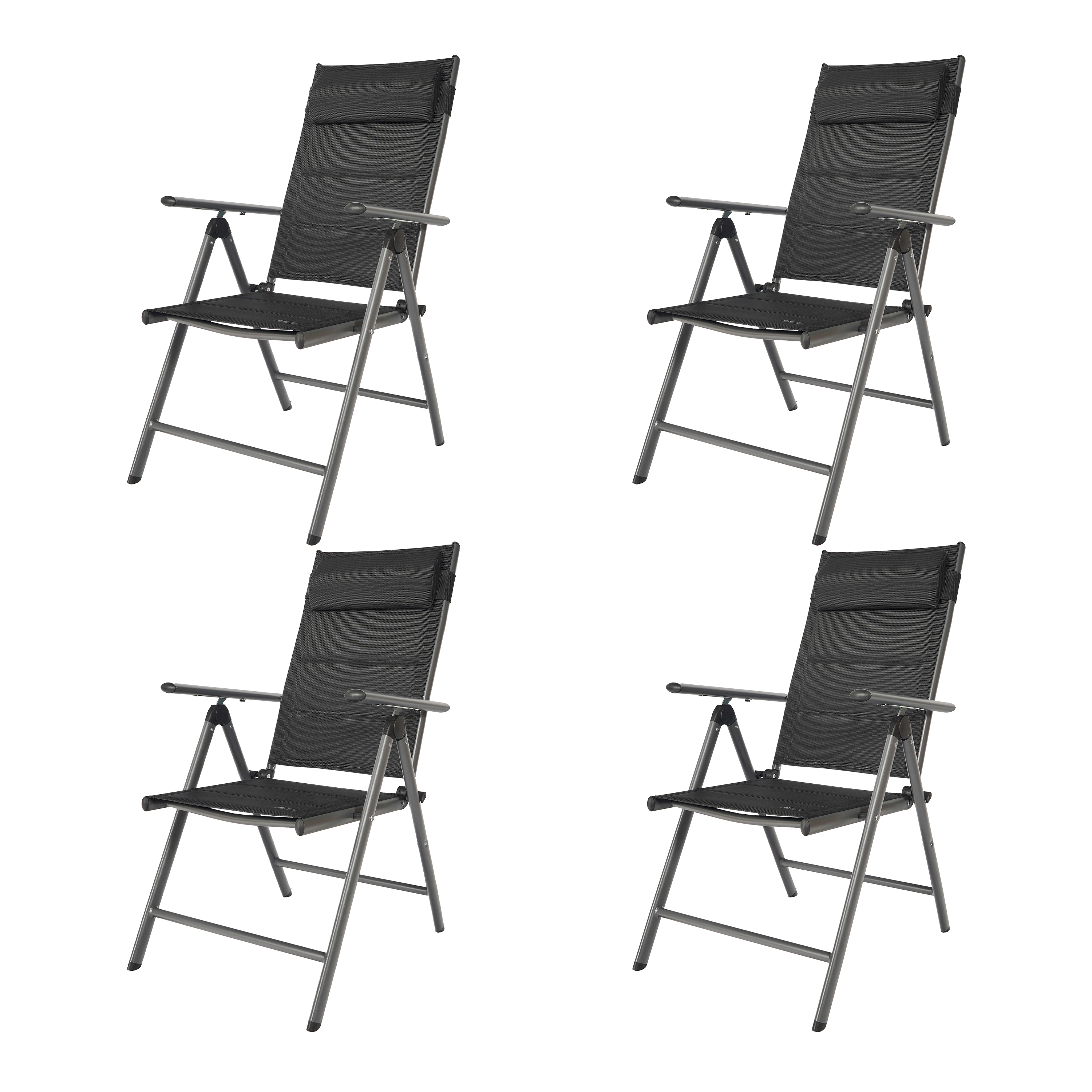 Mack Chaise de camping Anthracite/noir – Set 4 pièces