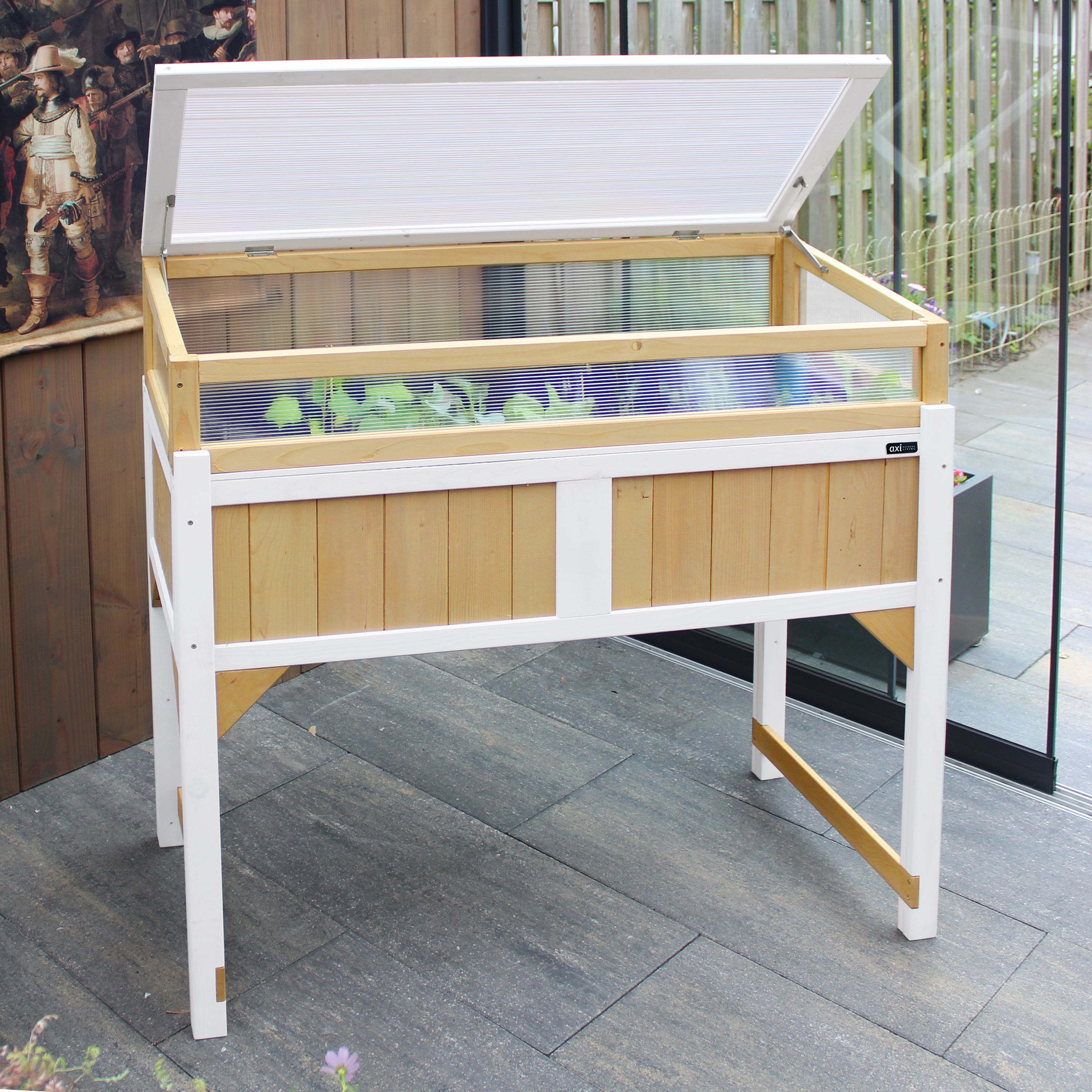 Kweektafel met broeikas en gronddoek Bruin/wit