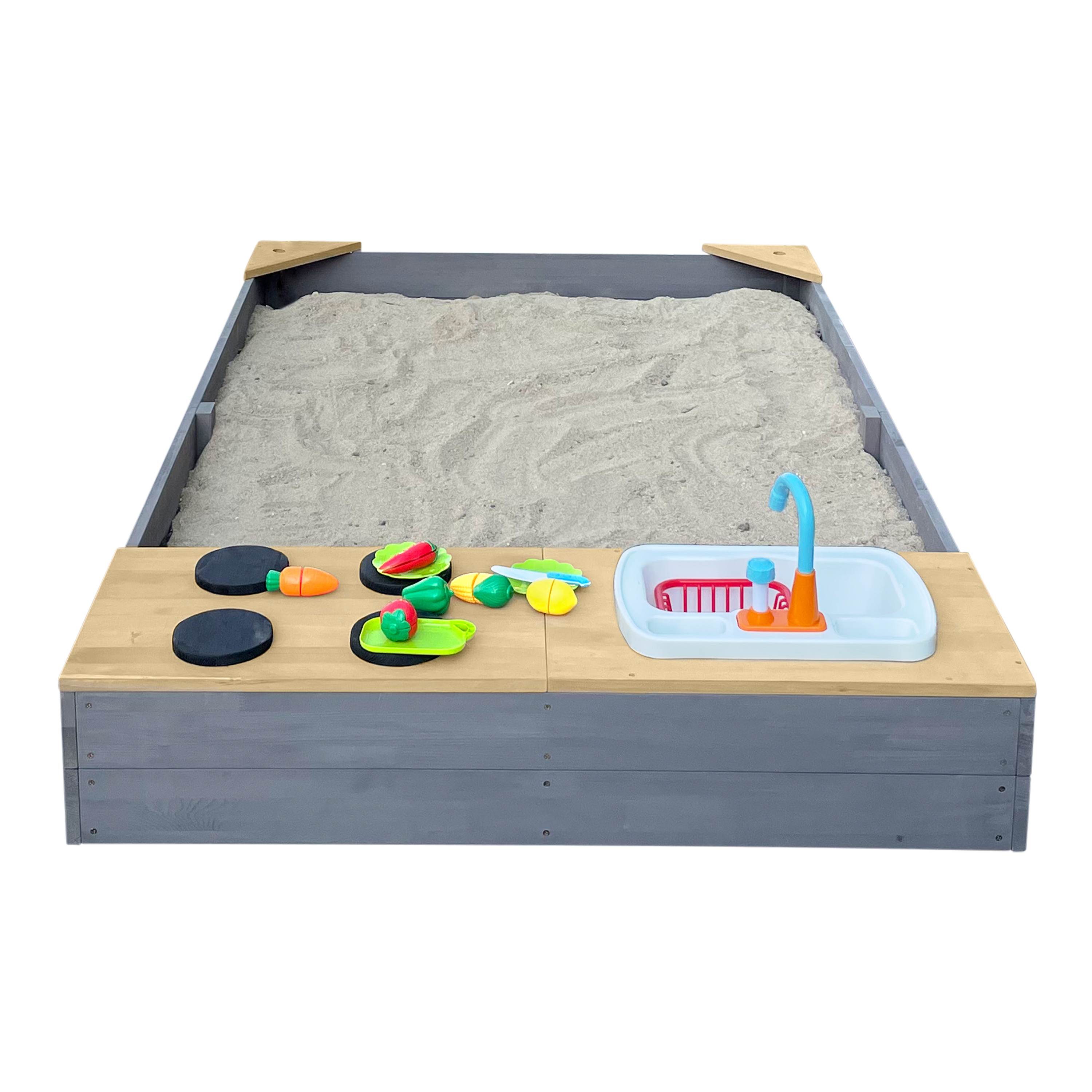Kelly Sandbox with Play Kitchen Grey/brown Kelly Sandbox with Play Kitchen Grey/brown