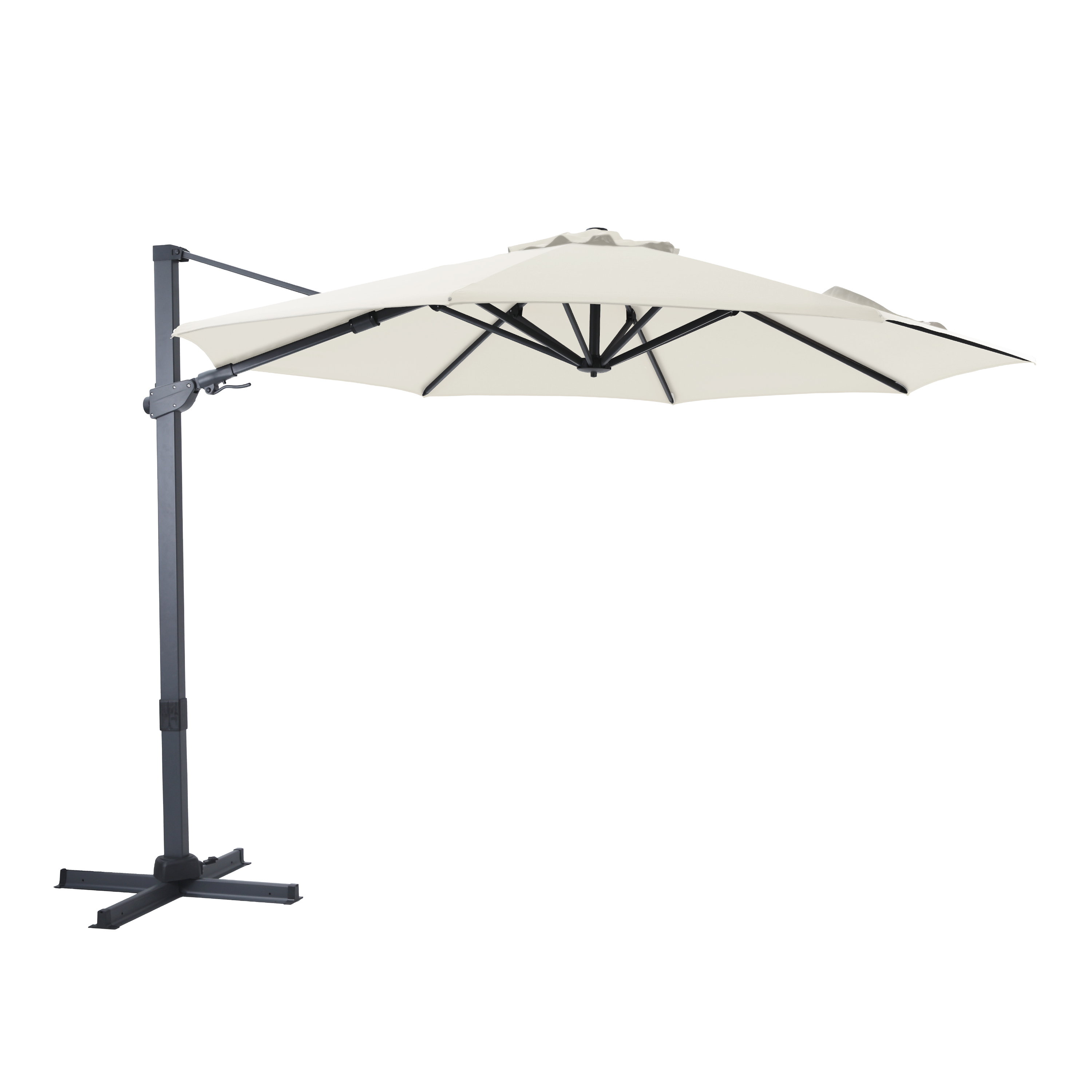 Cyrus hanging sun umbrella 3m round - grey