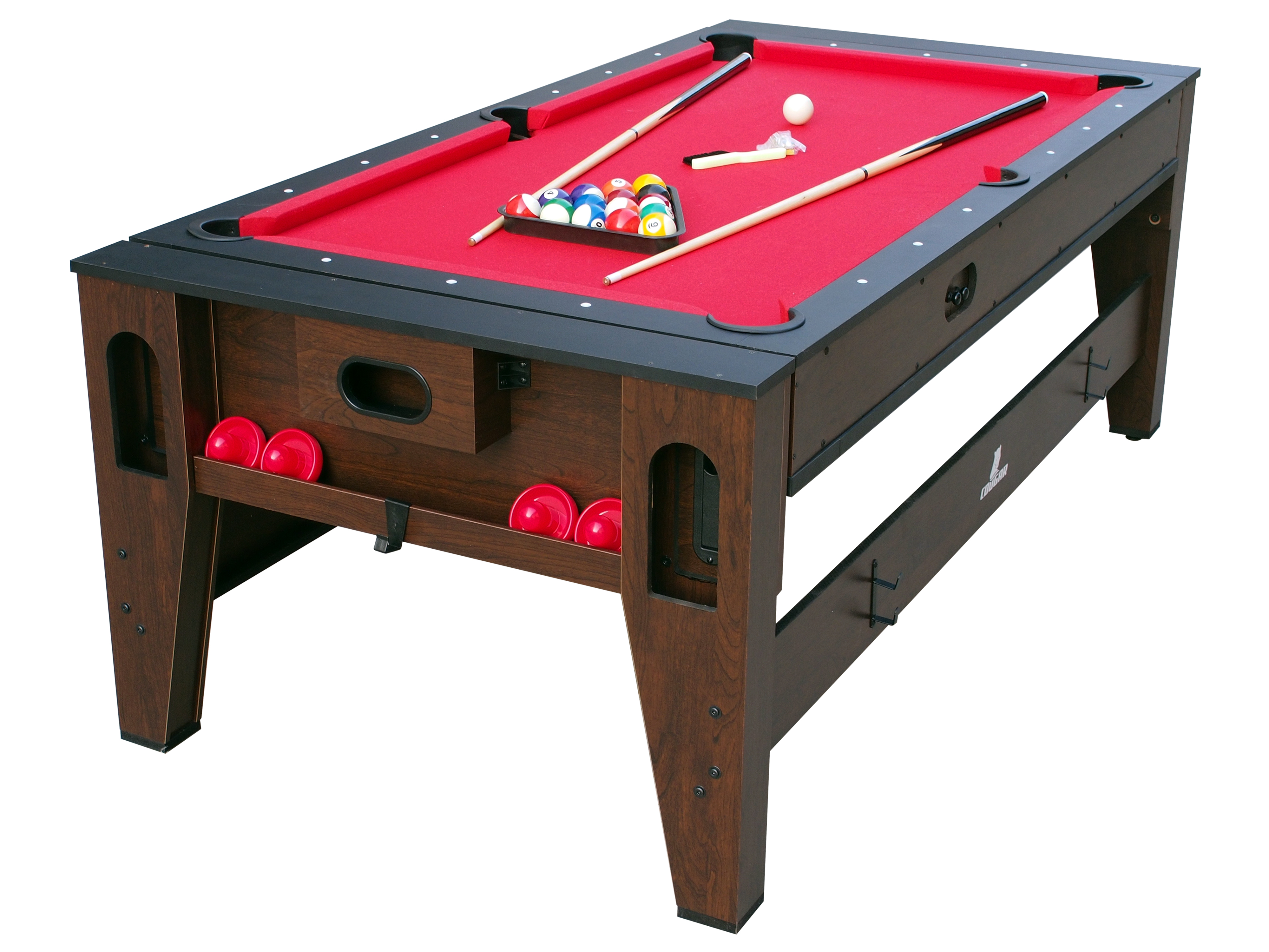 Table de Billard & Air Hockey Reverso 6ft marron / rouge pou