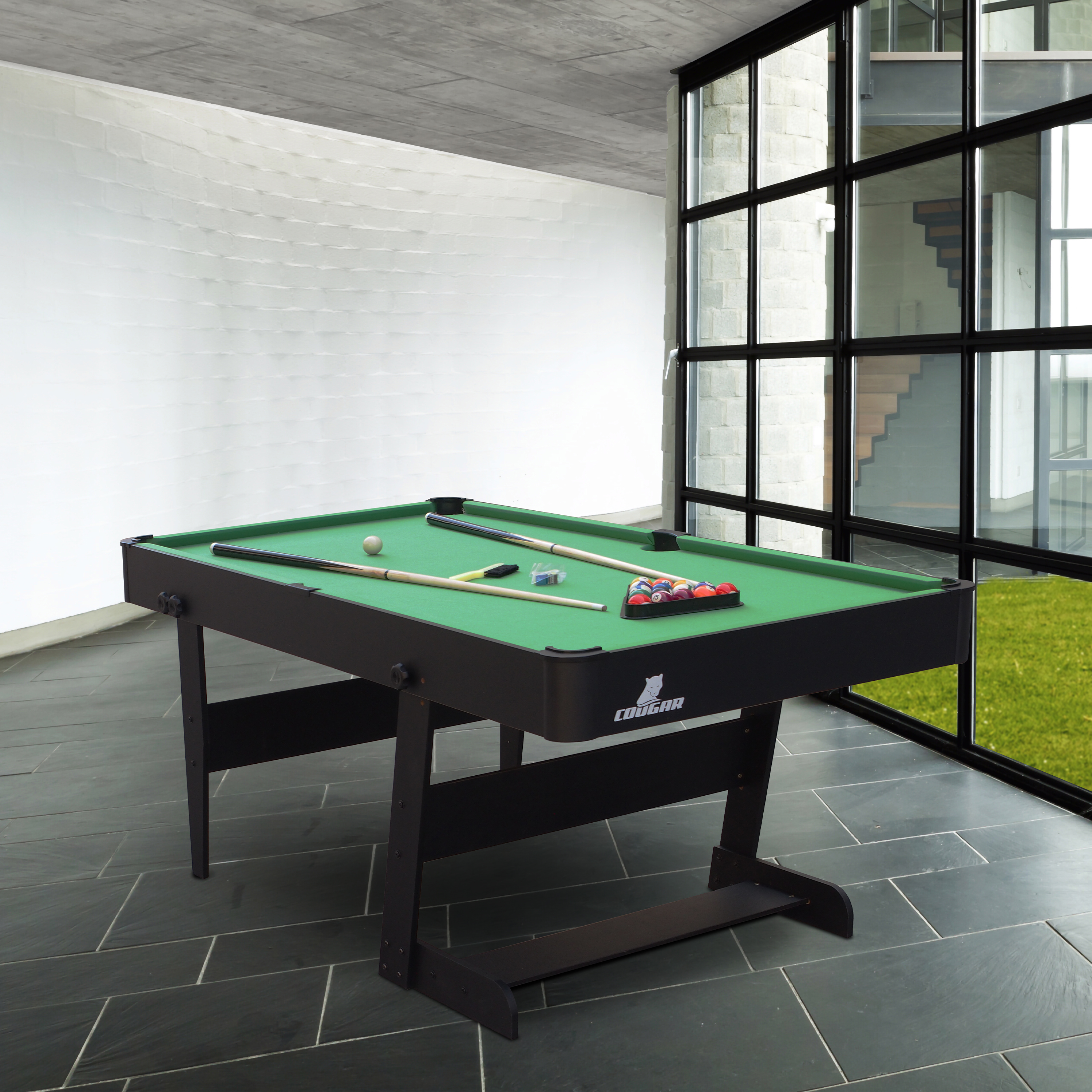 Hustle L folding Pool Table Black
