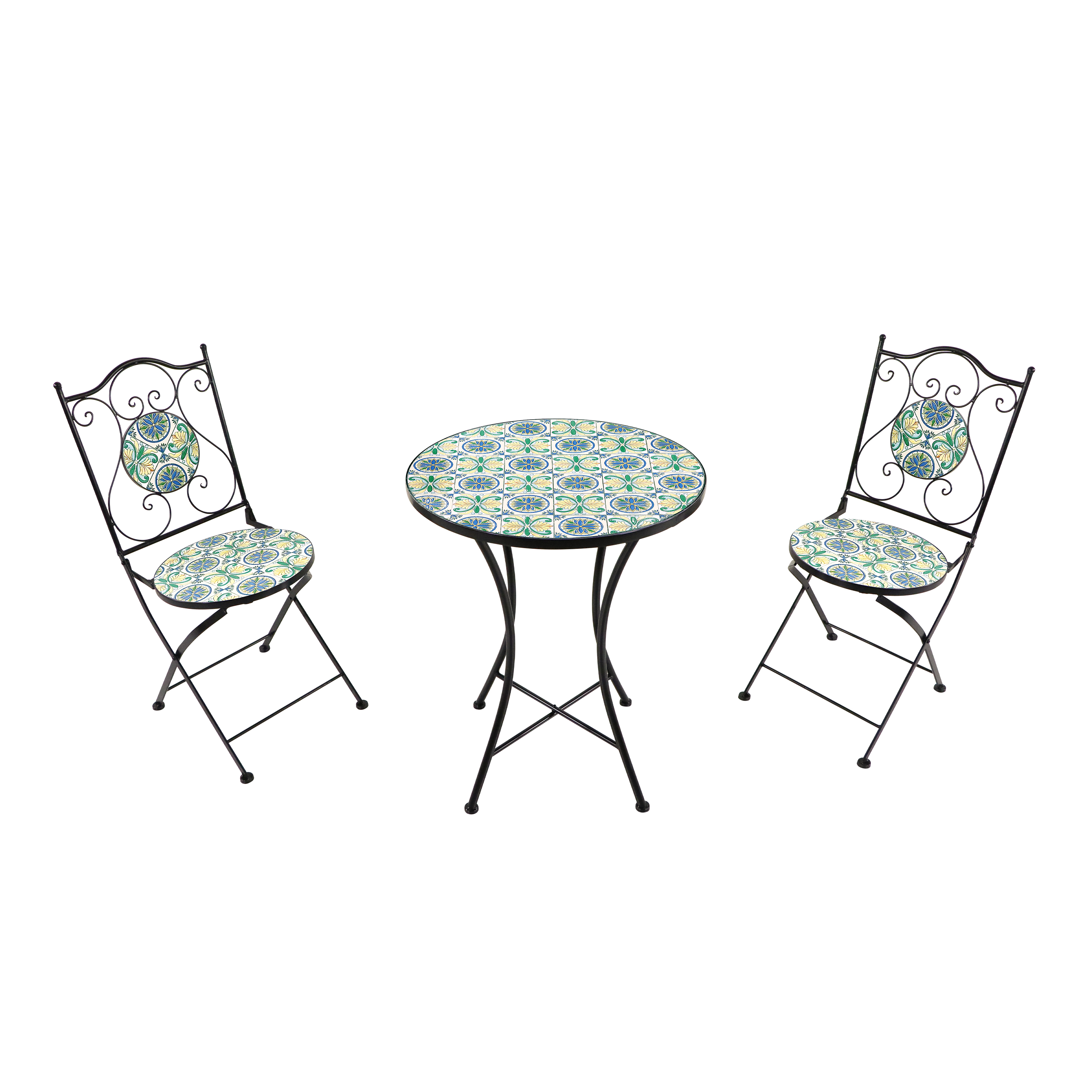Amélie Mosaic Bistro Set Sicilian style Blue/Yellow