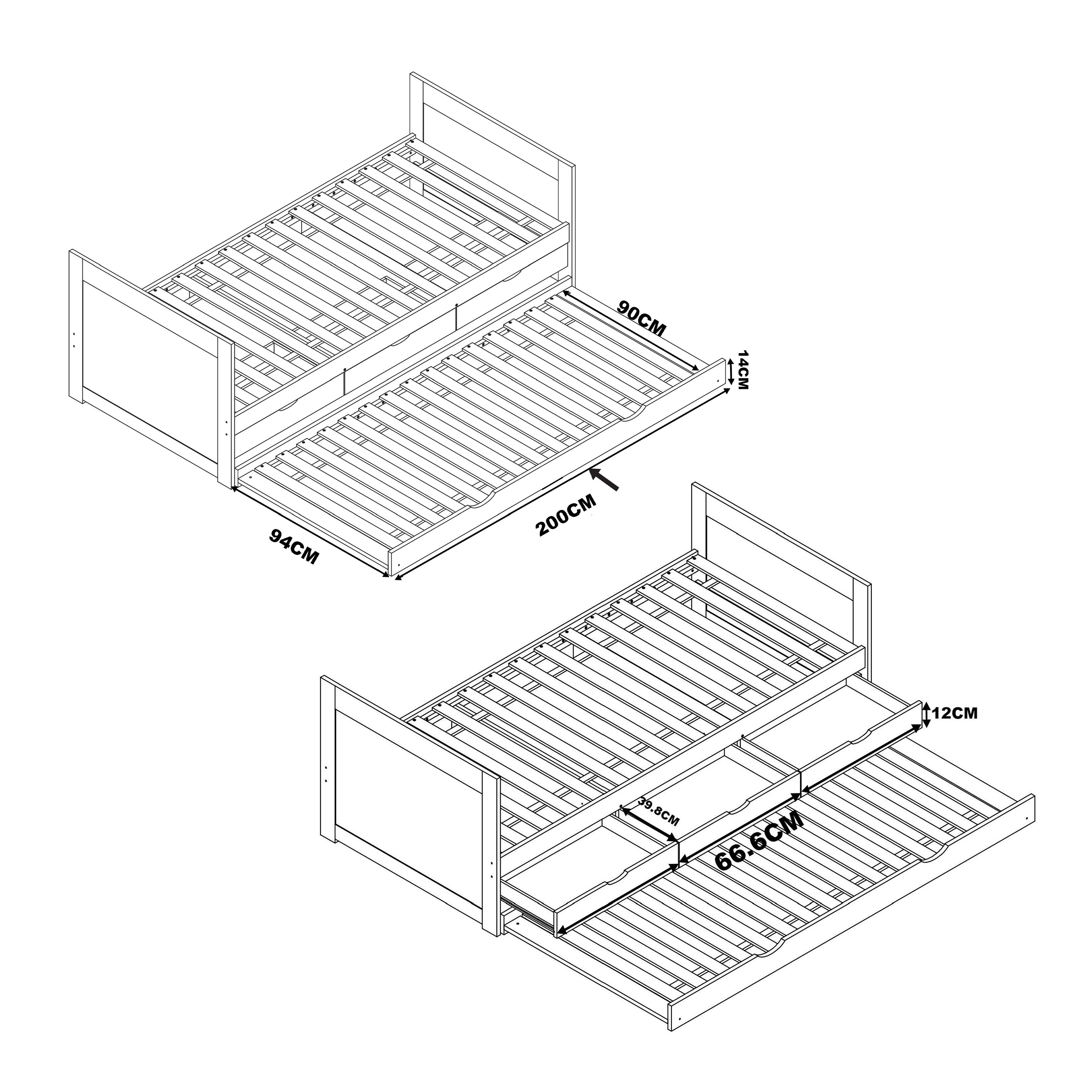 Eli Kids Bed with Trundle White – Without Mattress