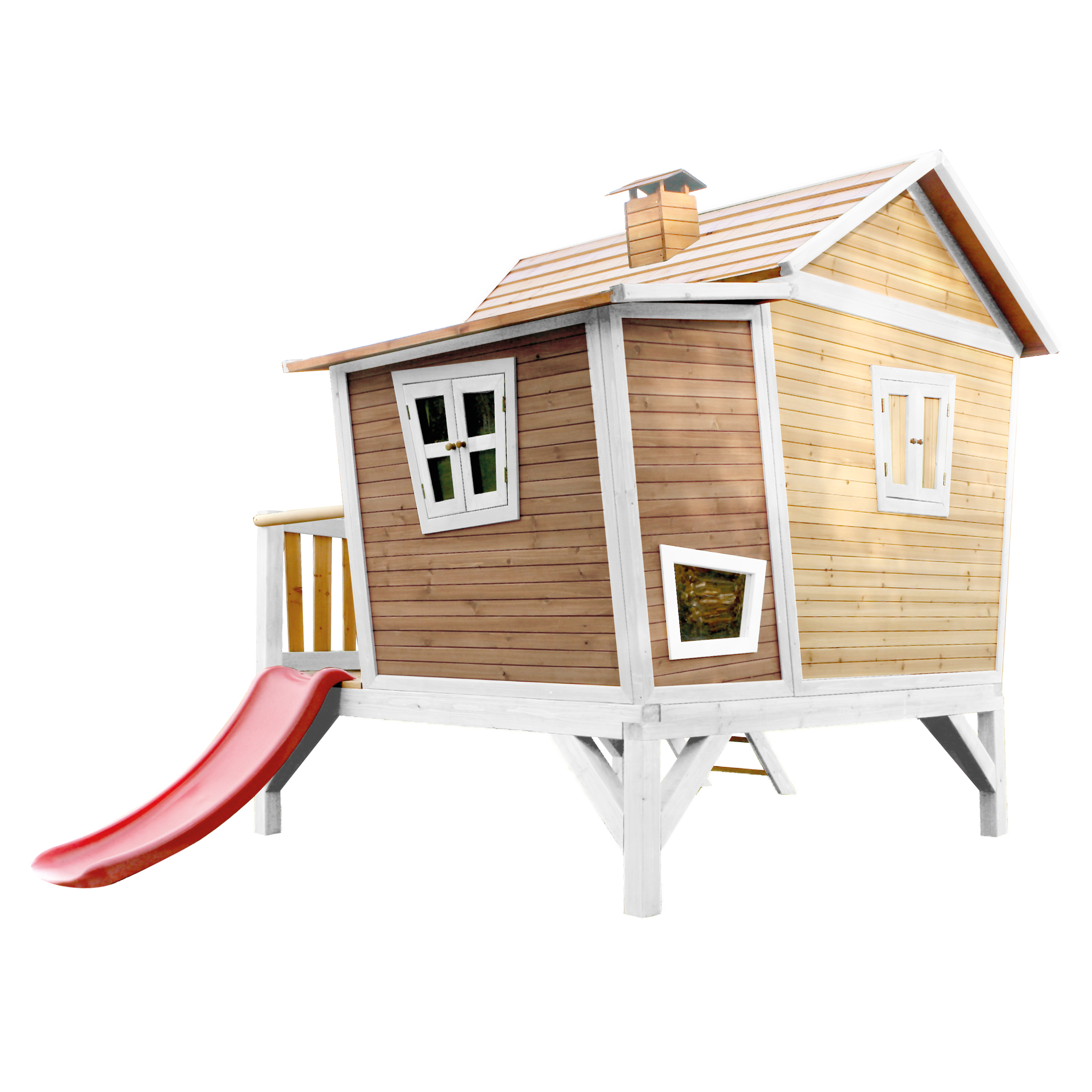 Emma Playhouse Brown/White - Red Slide
