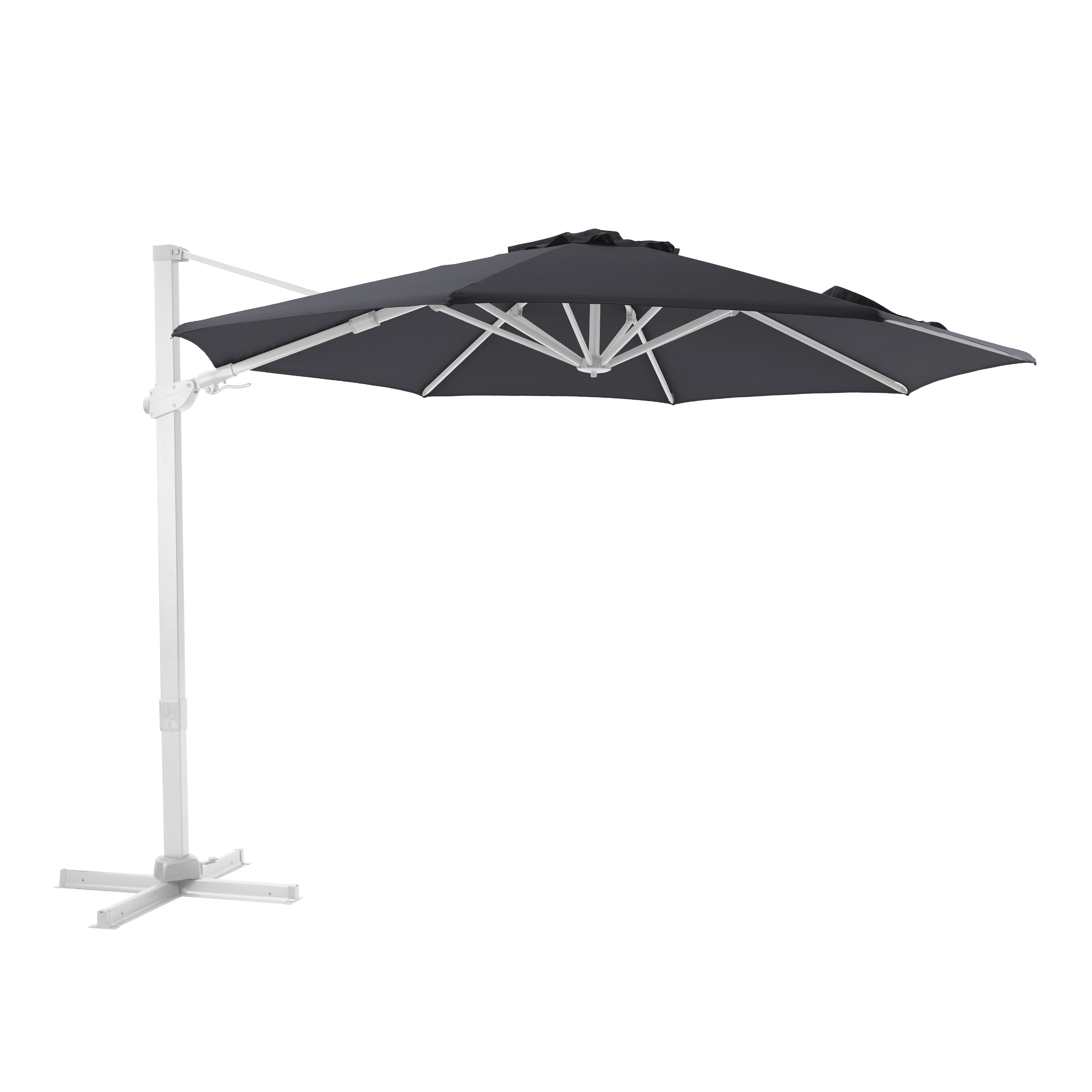 Cyrus Premium Parasol déporté Ø 300cm Blanc/gris