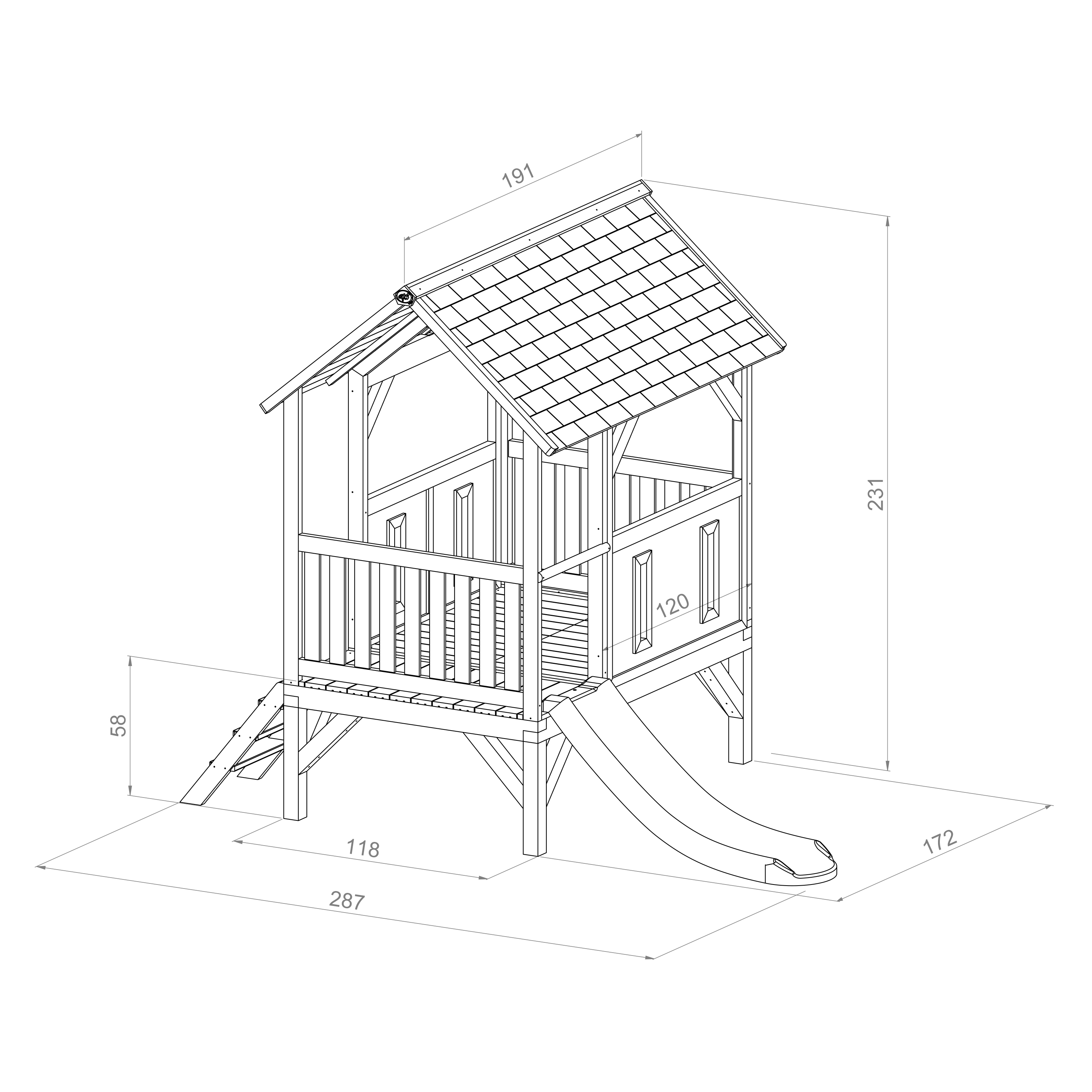 Akela Play Tower Brown/green - Red Slide
