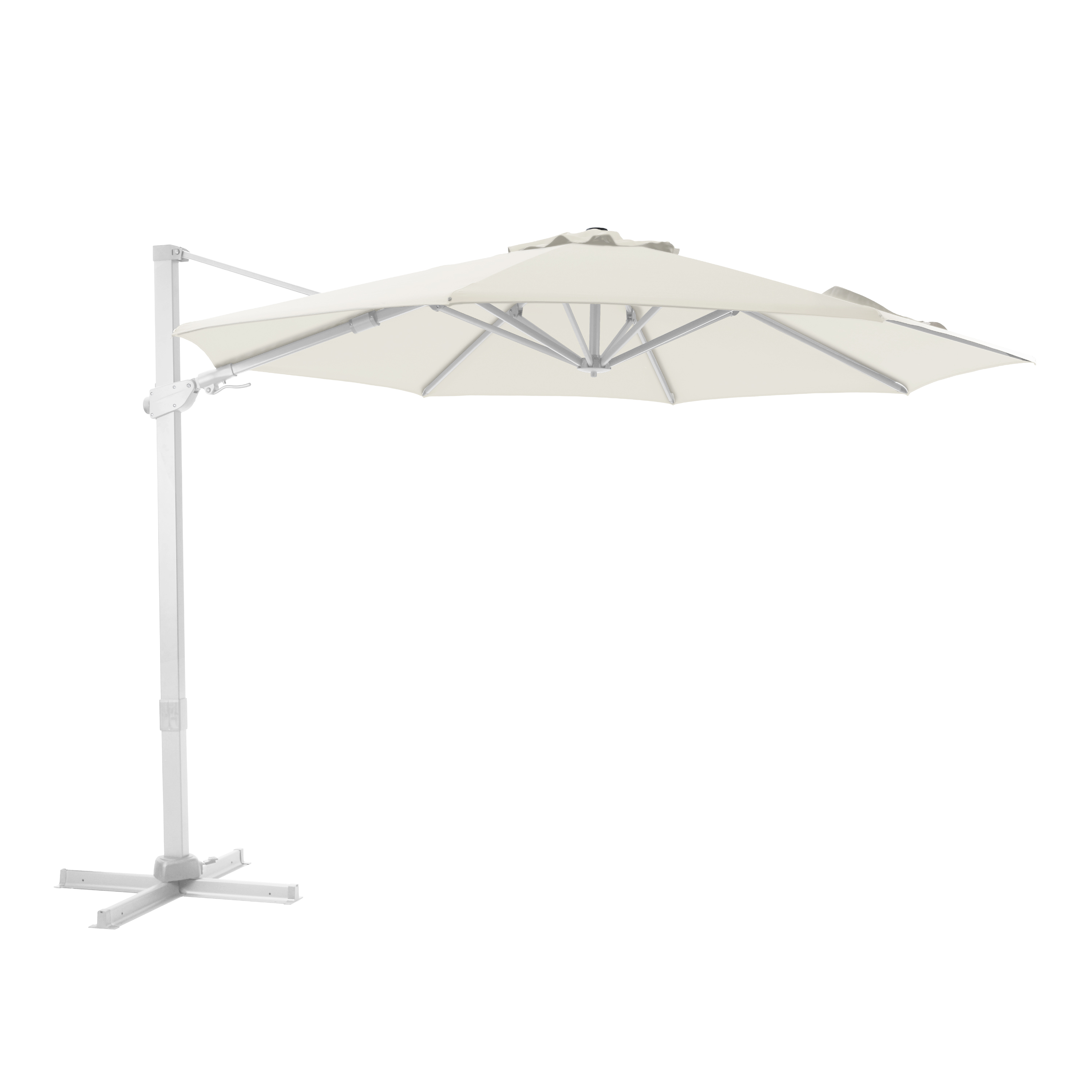 Cyrus Premium Parasol déporté Ø 300cm Blanc/beige