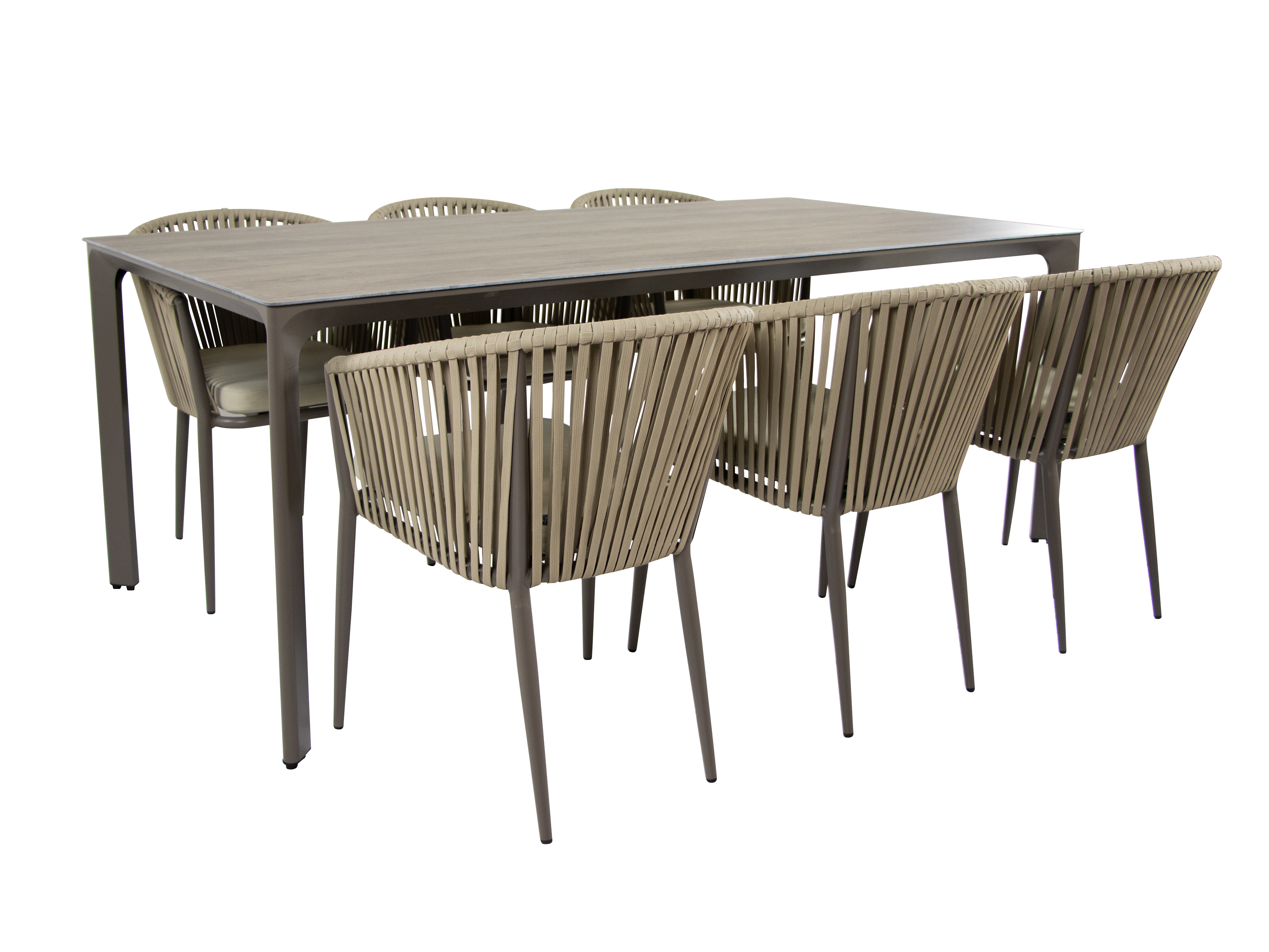 Resi Table de jardin avec 6 chaises Taupe aspect bois