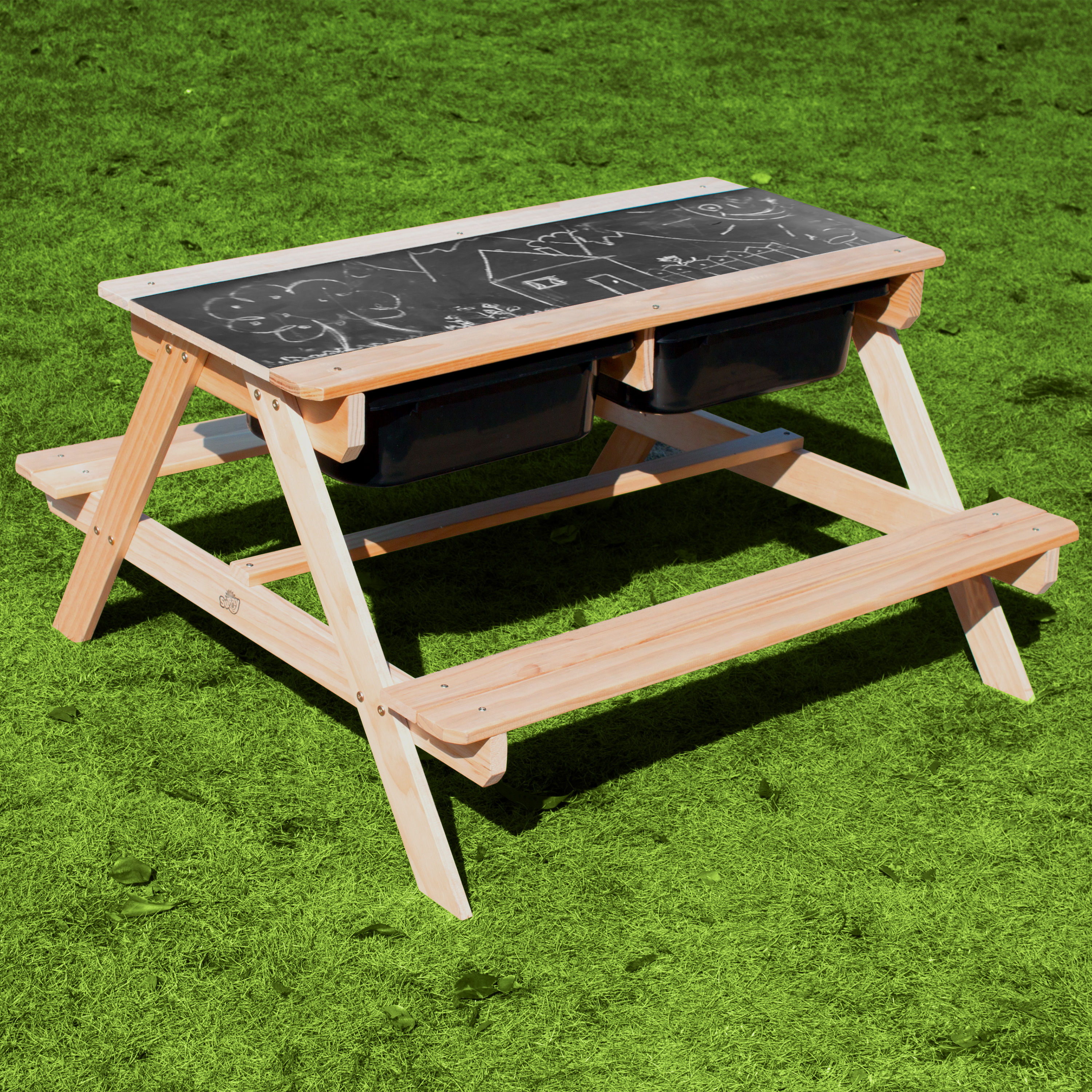 Dual Top 2.0 Sand & Water Picnic Table with Black Bins - Lim