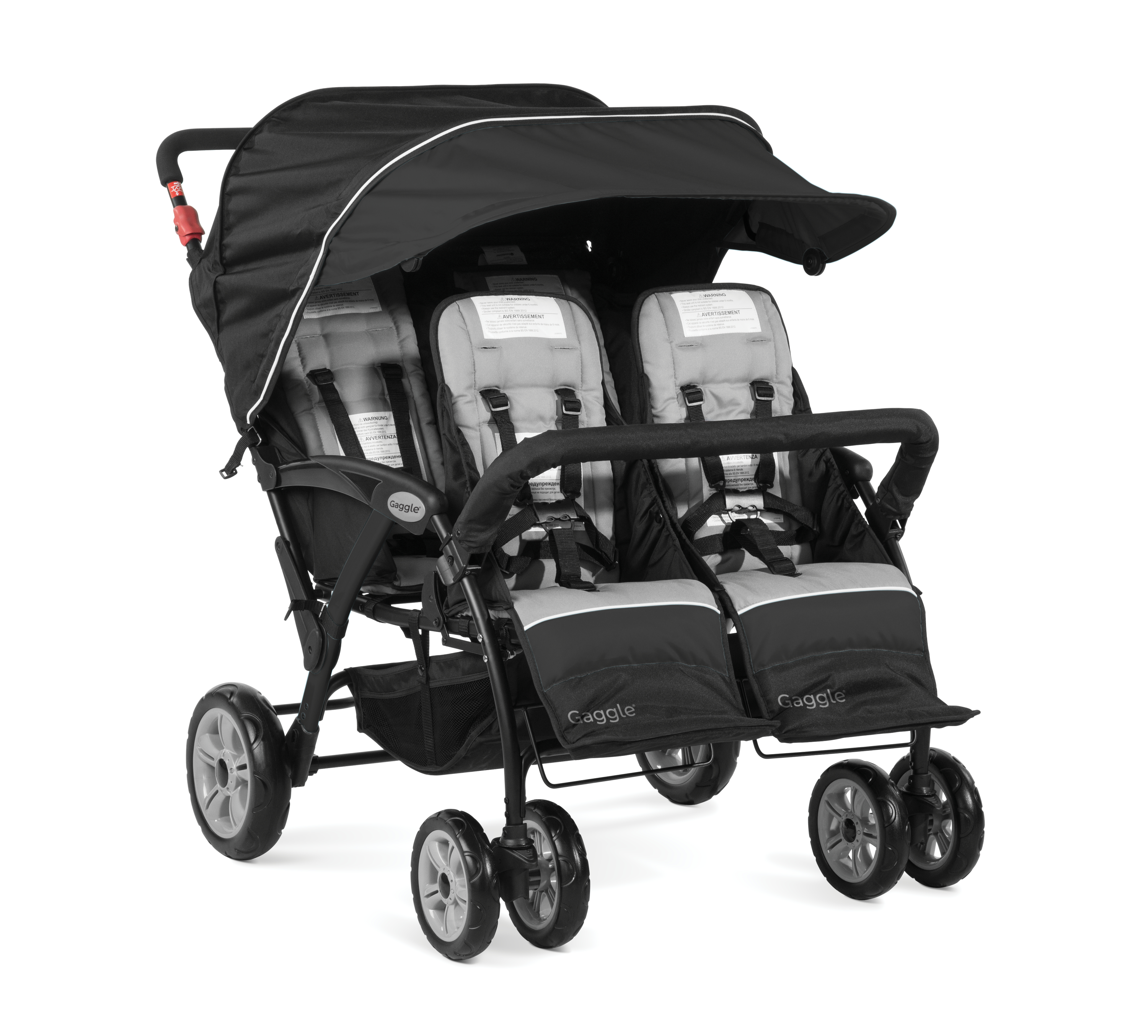 Compass 4x4 quad kinderwagen / buggy voor 4 kinderen in zwar