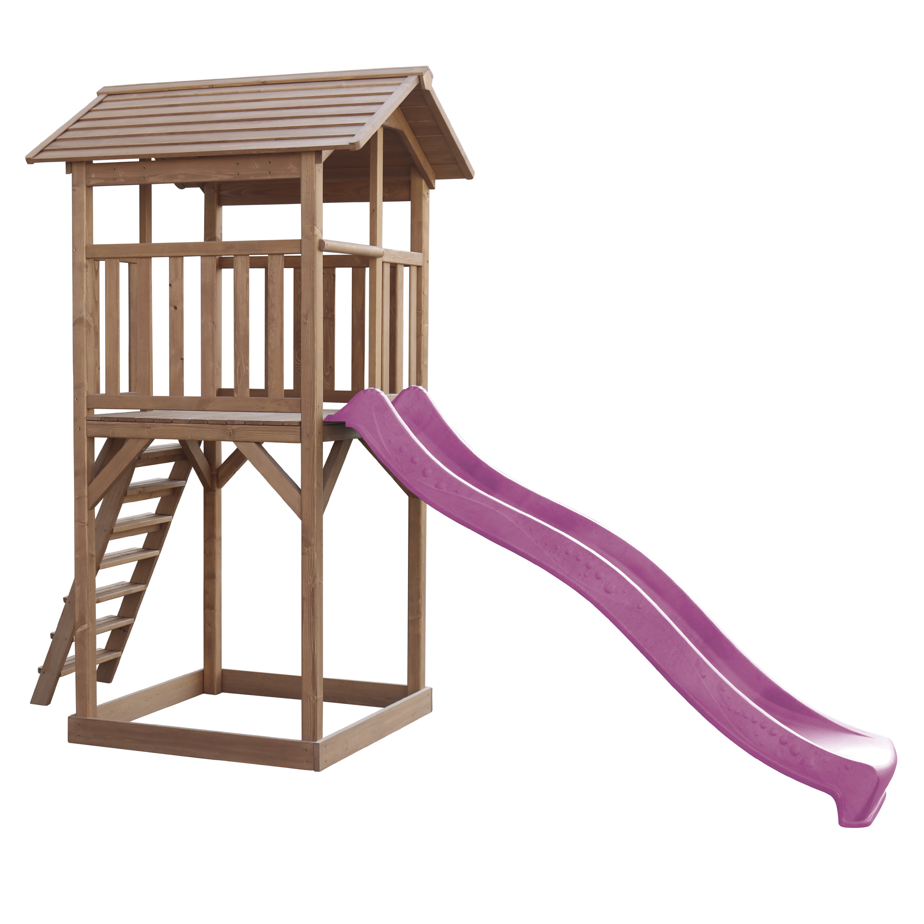 Beach Tower Speeltoren Bruin - Paarse Glijbaan