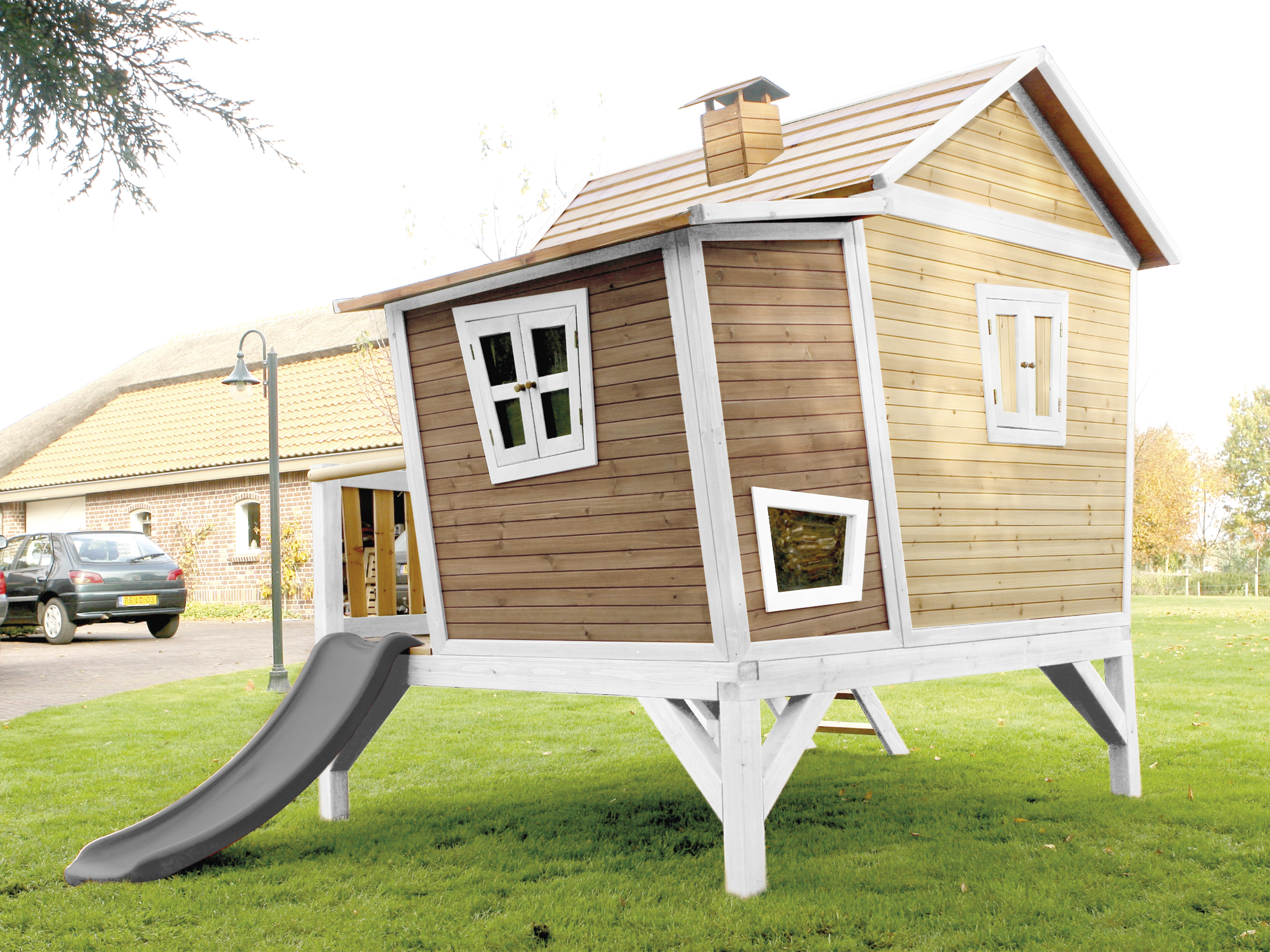 Emma Playhouse Brown/White - Grey Slide