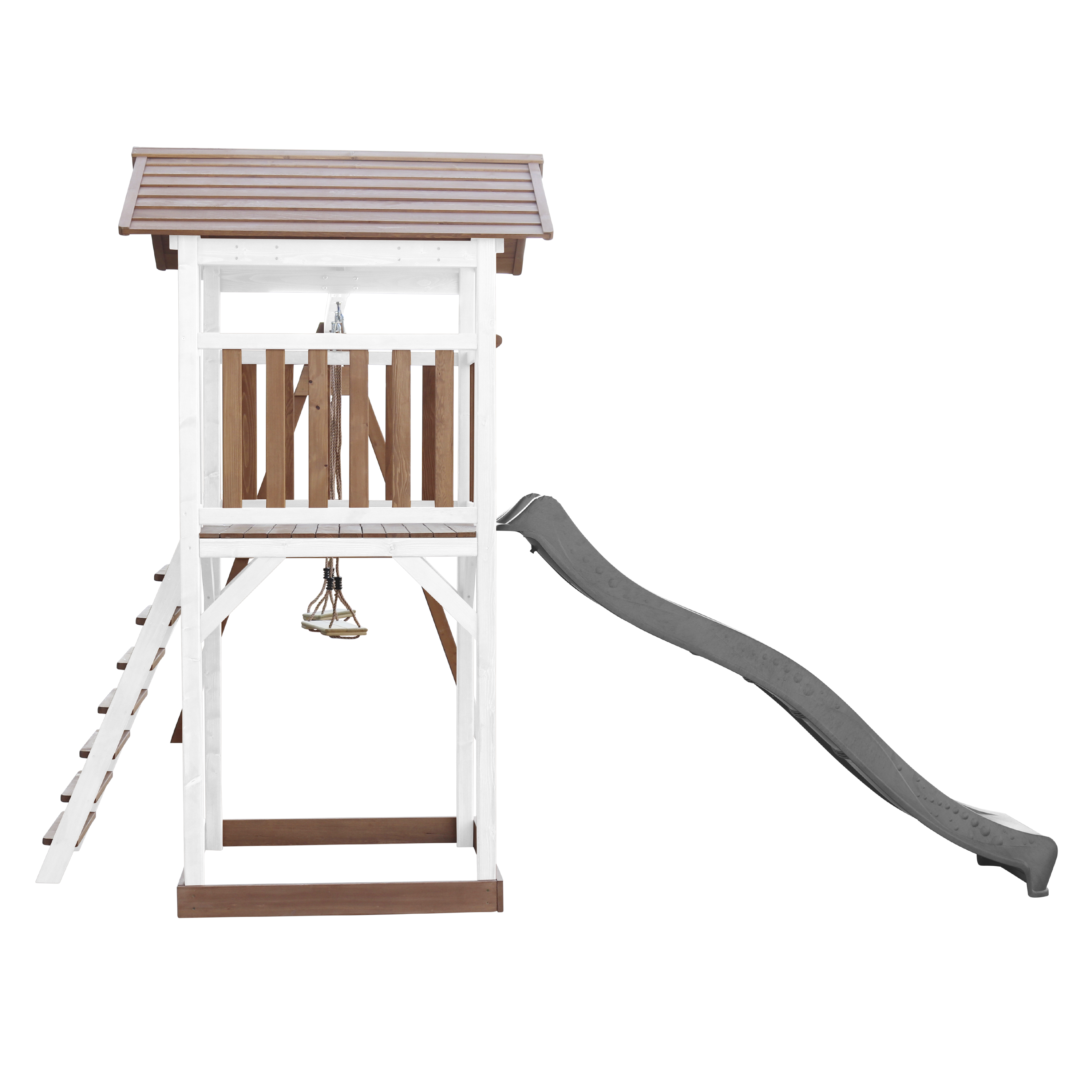 Beach Tower with Double Swing Brown/White - Grey Slide